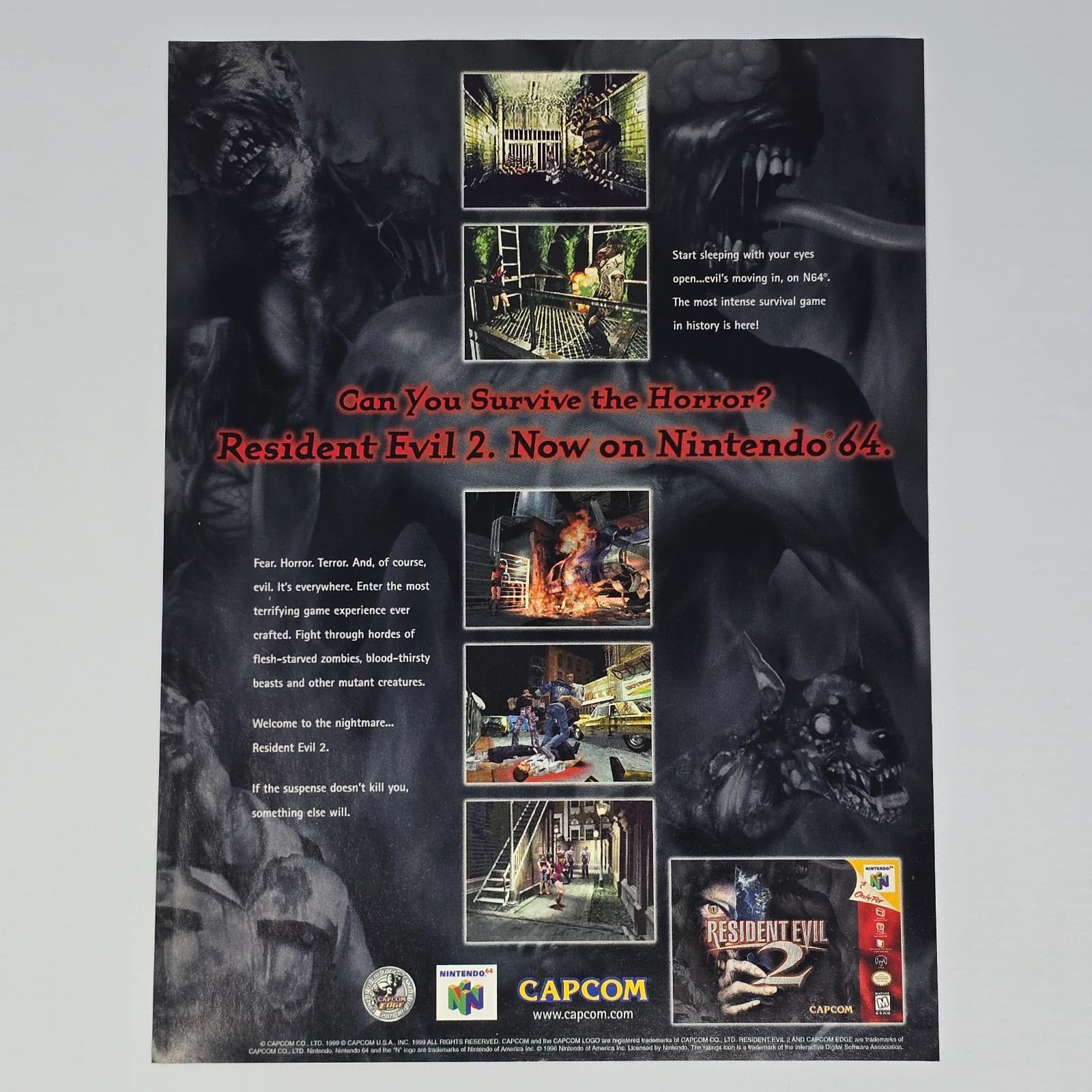 Resident Evil 2 Nintendo 64 N64 The Horror Print Ad/Poster