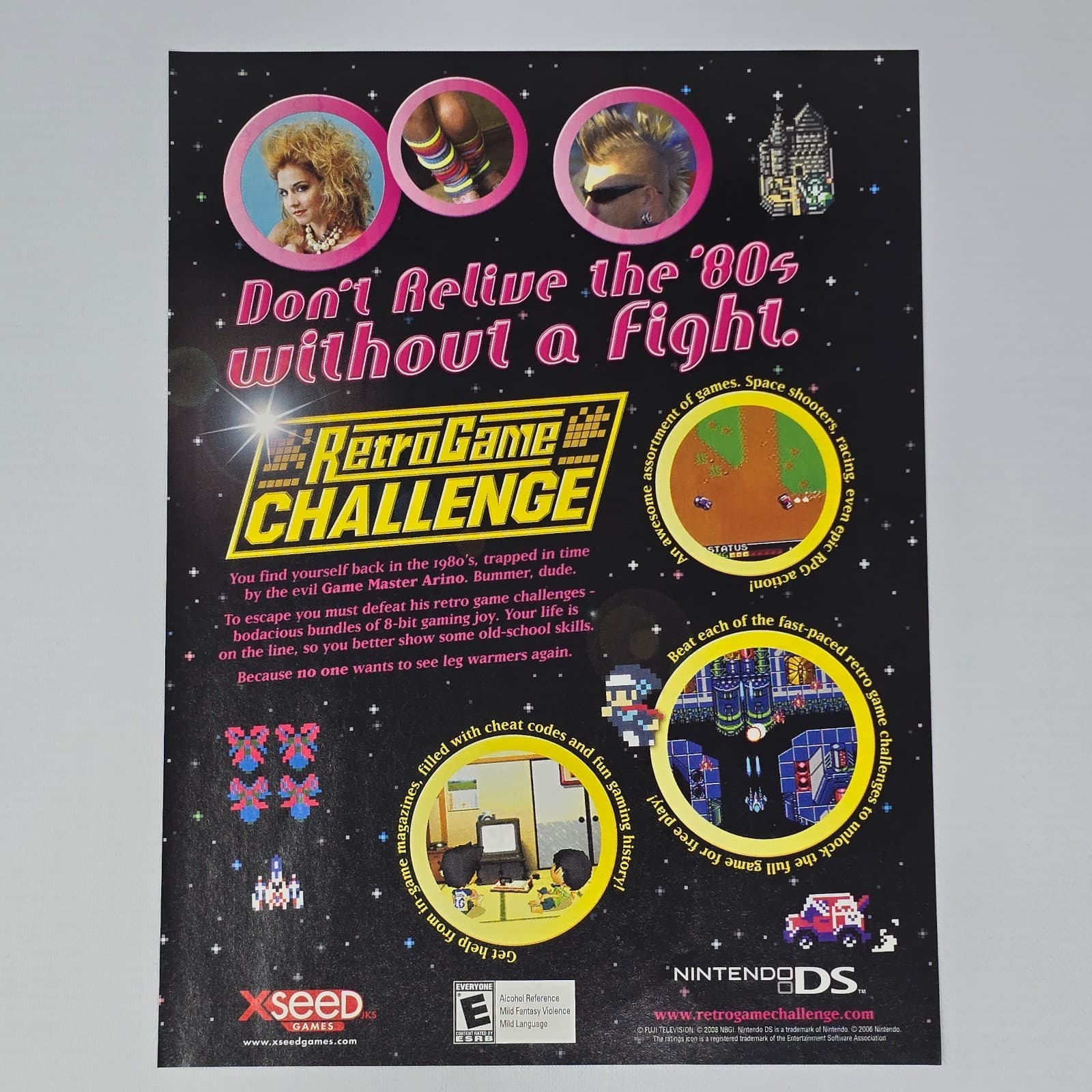 Retro Game Challenge Nintendo DS NDS Relive The 80s Print Ad/Poster