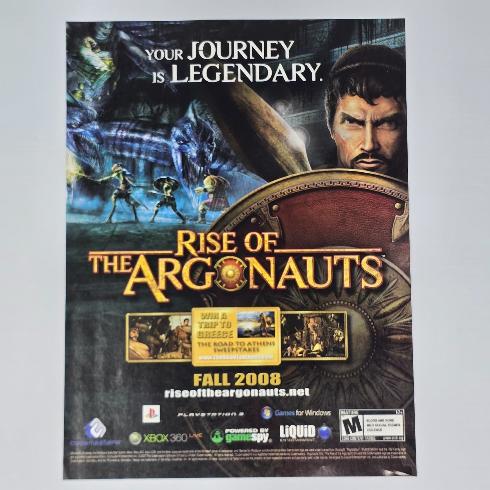 Rise Of The Argonauts Xbox 360 PS3 PC Your Journey Print Ad/Poster