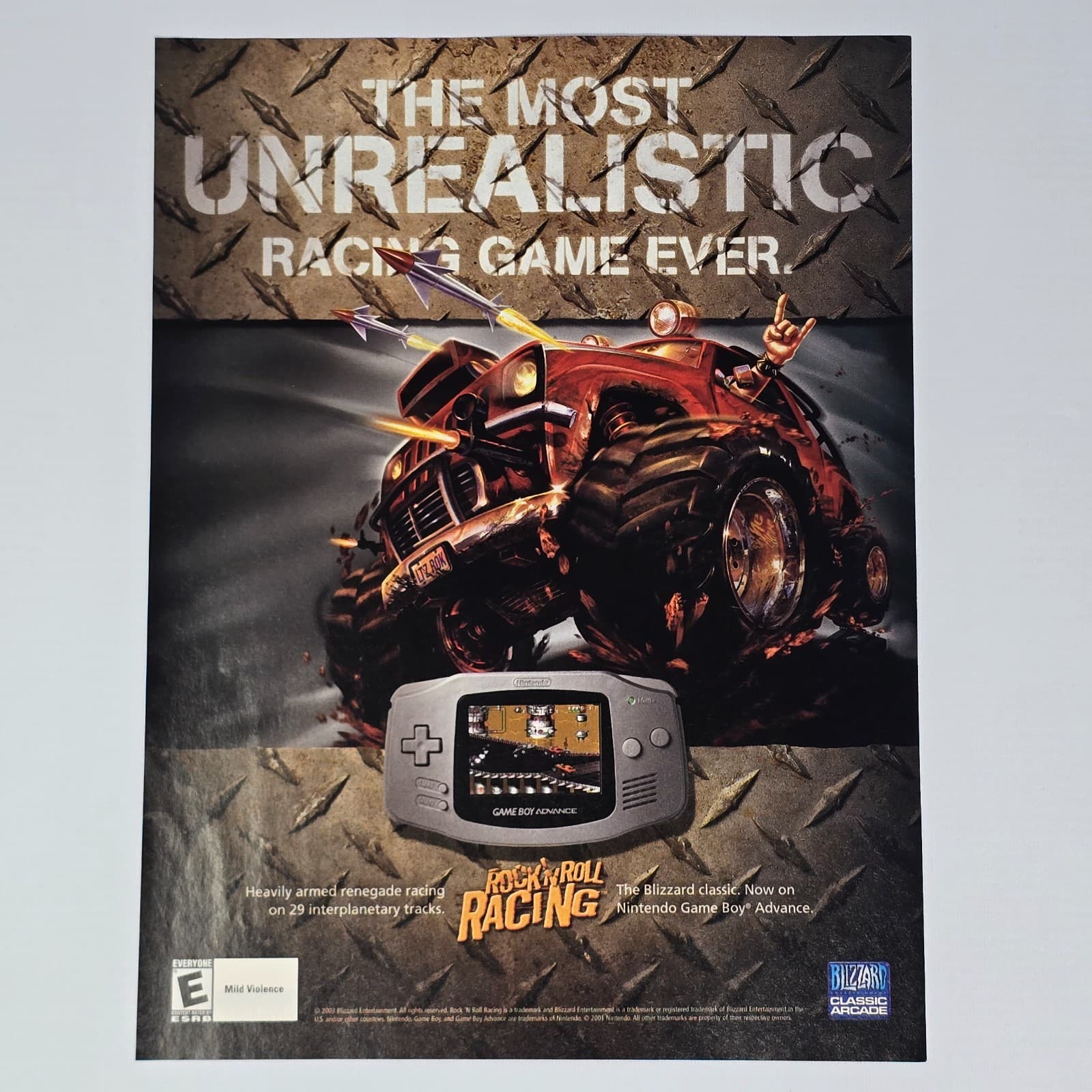 Rock'n Roll Racing Nintendo Game Boy Advance Unrealistic Print Ad/Poster