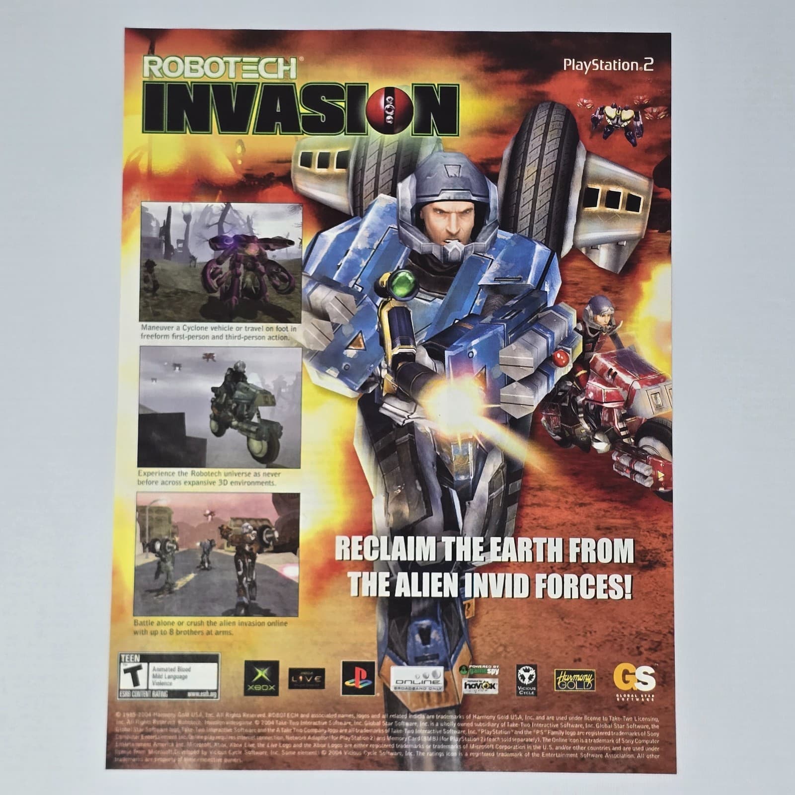 Robotech Invasion Xbox PlayStation 2 PS2 Reclaim Print Ad/Poster