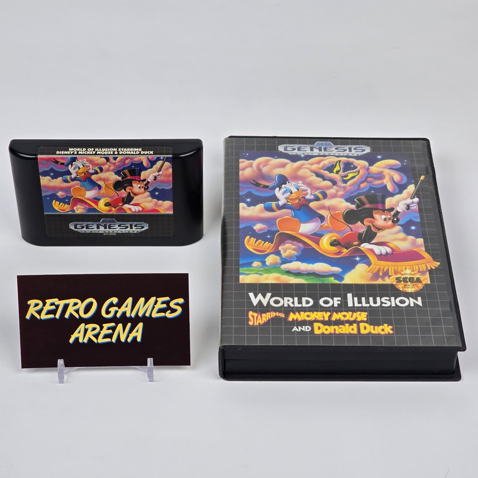 World of Illusion Starring Mickey Mouse & Donald (Sega Genesis) Case & Cartridge