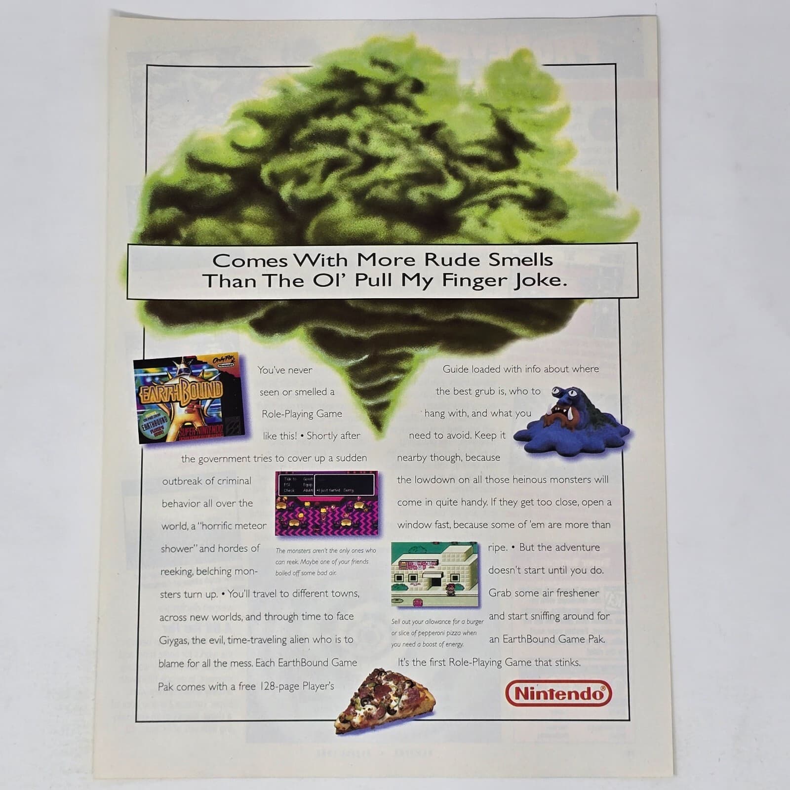 EarthBound Super Nintendo SNES Rude Smells Print Ad/Poster Art