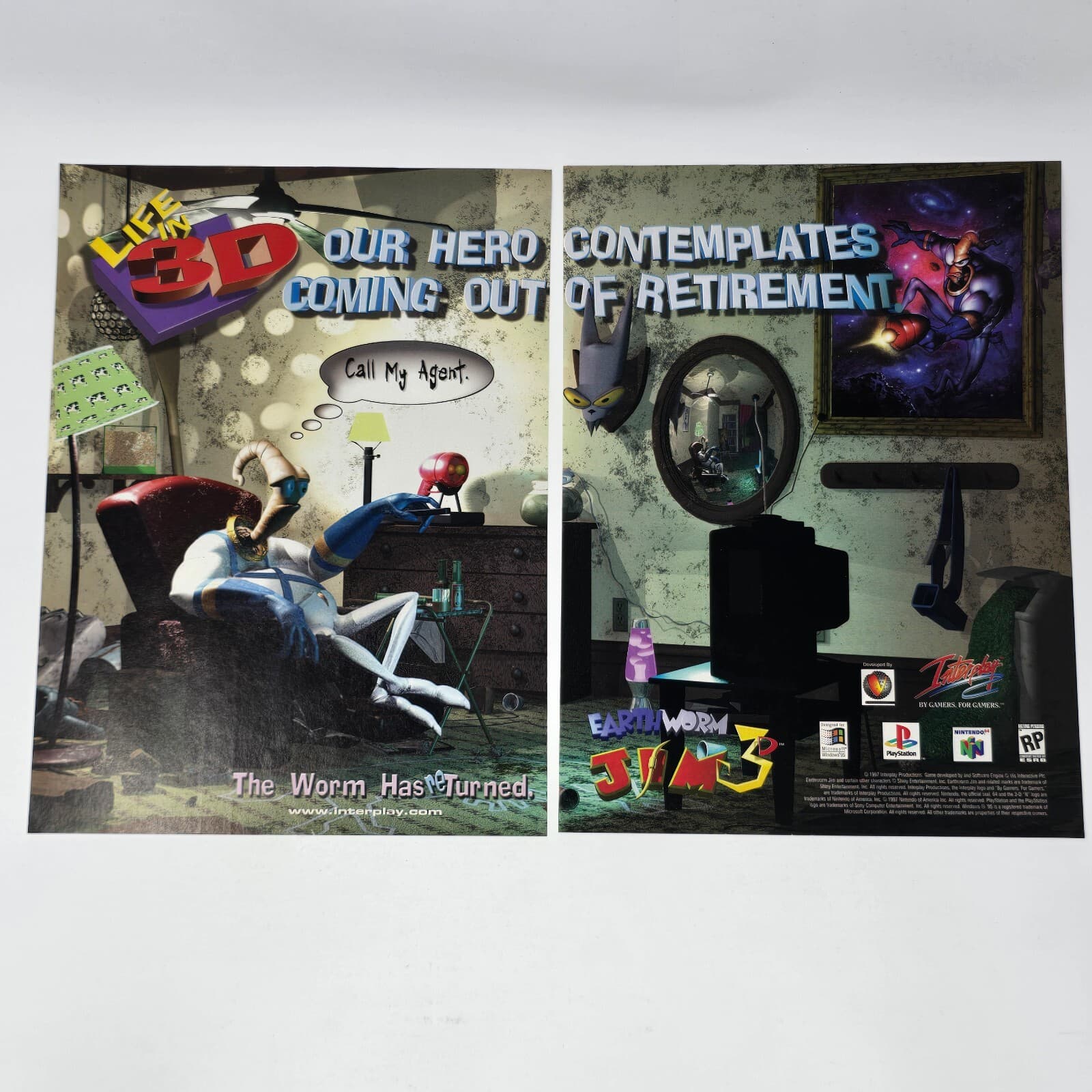 Earthworm Jim 3D PlayStation 1 PS1 Nintendo 64 N64 PC Hero Print Ad/Poster Art