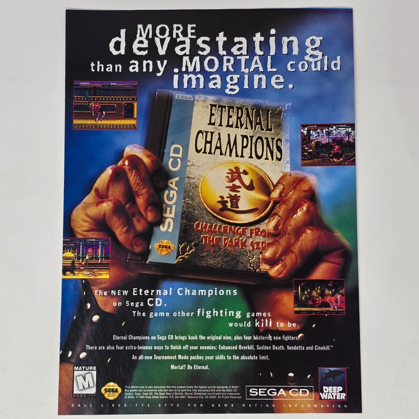 Eternal Champions Sega CD Genesis Devastating Print Ad/Poster Art