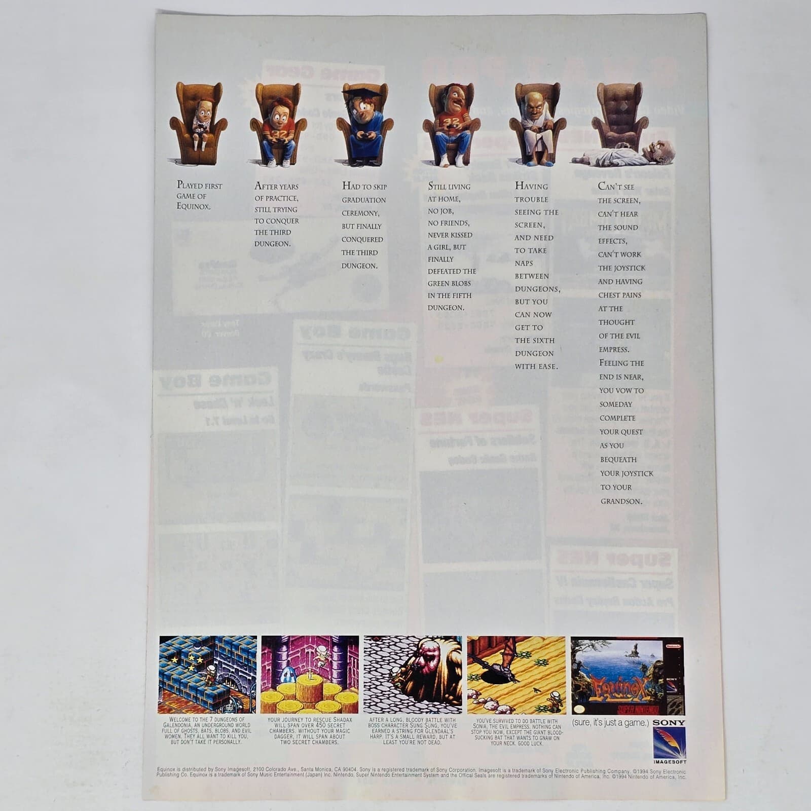 Equinox Super Nintendo SNES Progression Print Ad/Poster Art