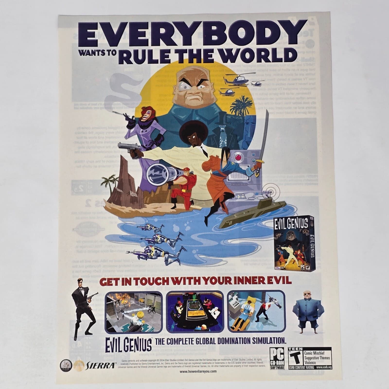 Evil Genius PC Rule the World Print Ad/Poster Art