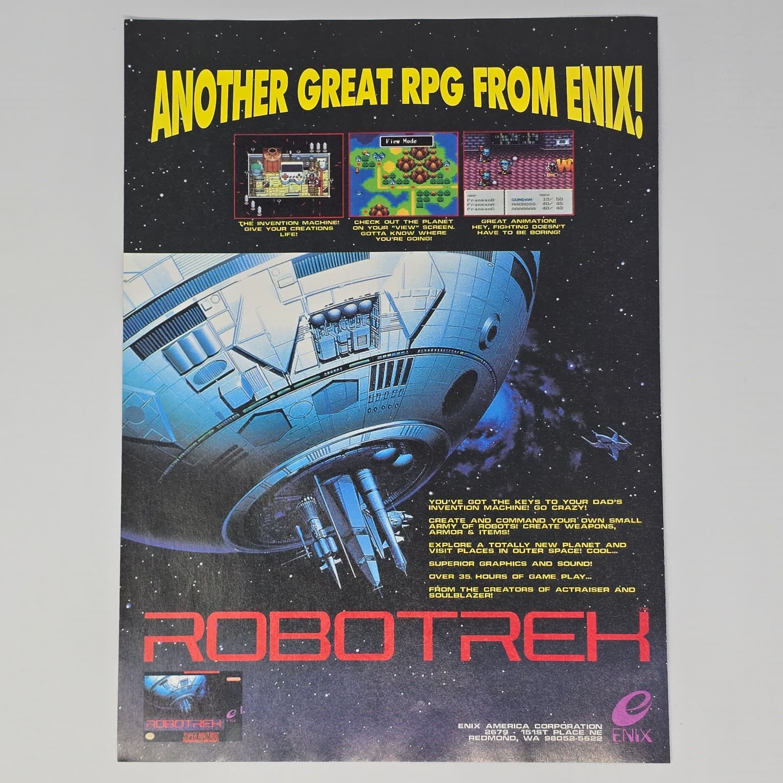 Robo Trek Super Nintendo SNES From Enix! Print Ad/Poster - Thumbnail 3