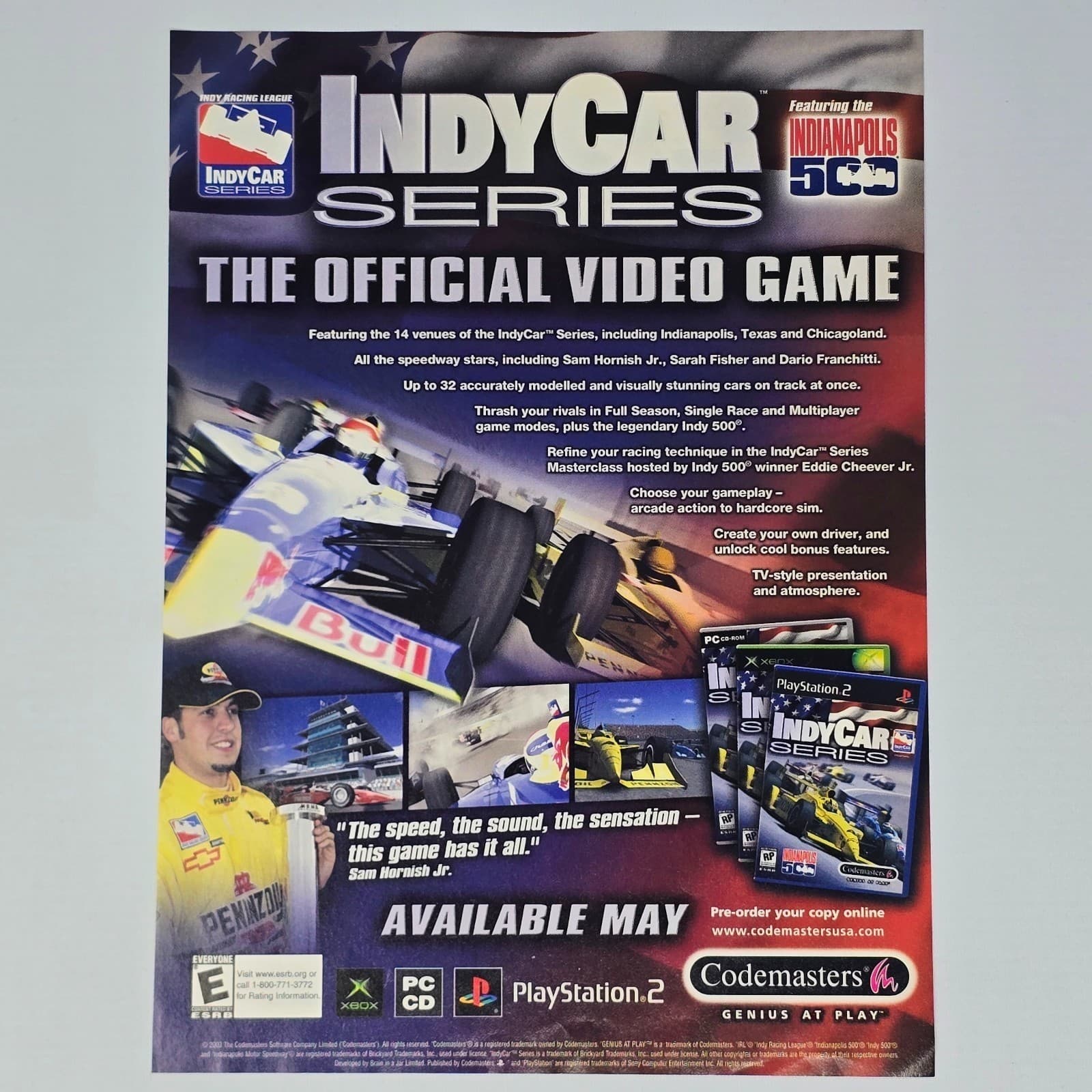 Indy Car Series Xbox PS2 PC Authentic Magazine Ad
