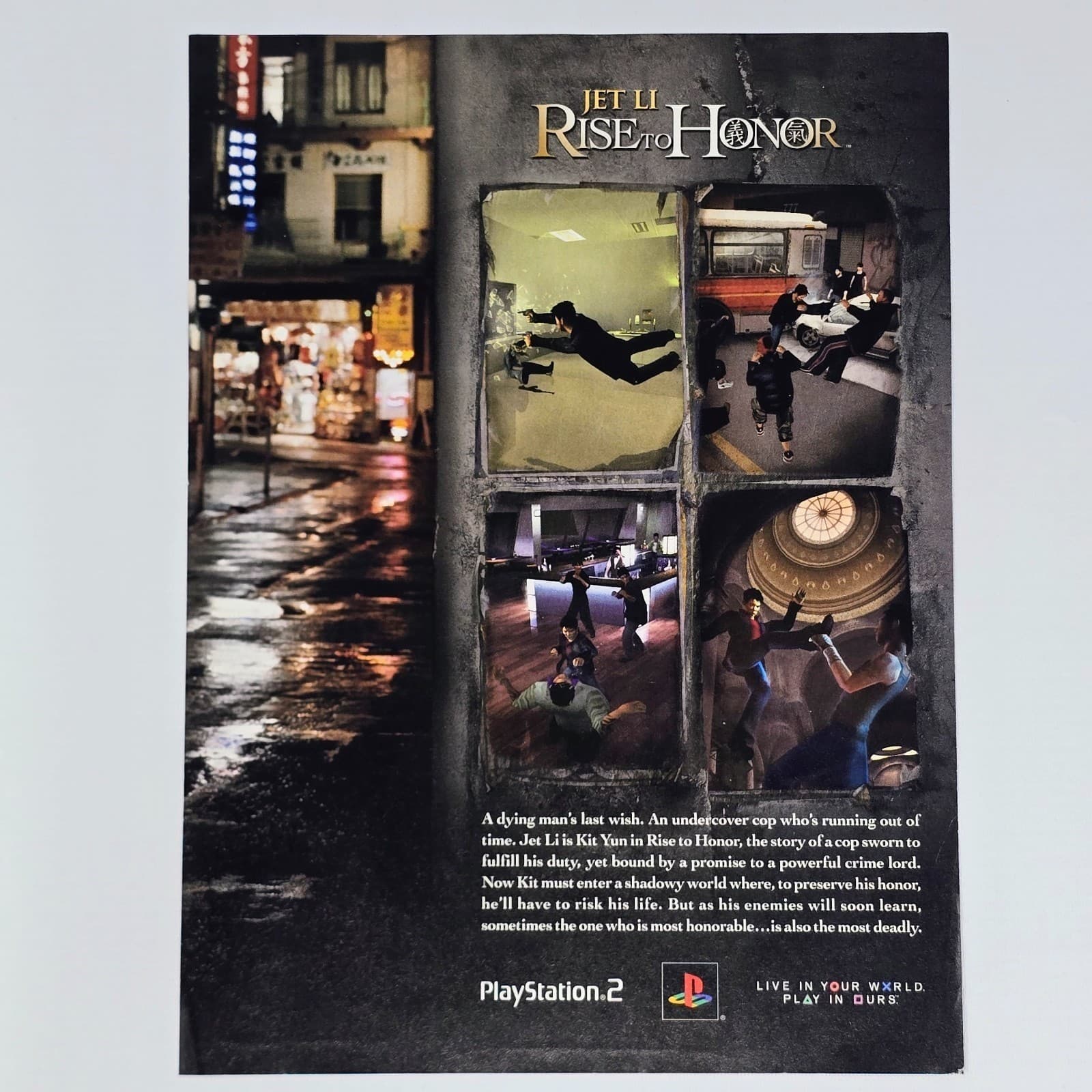 Jet Li Rise To Honor PlayStation 2 PS2 Authentic Magazine Ad