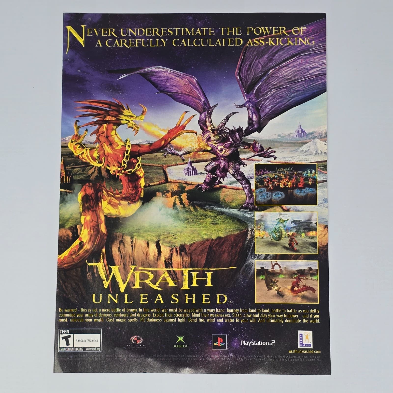 Wrath Unleashed Xbox PlayStation 2 PS2 Never Print Ad/Poster