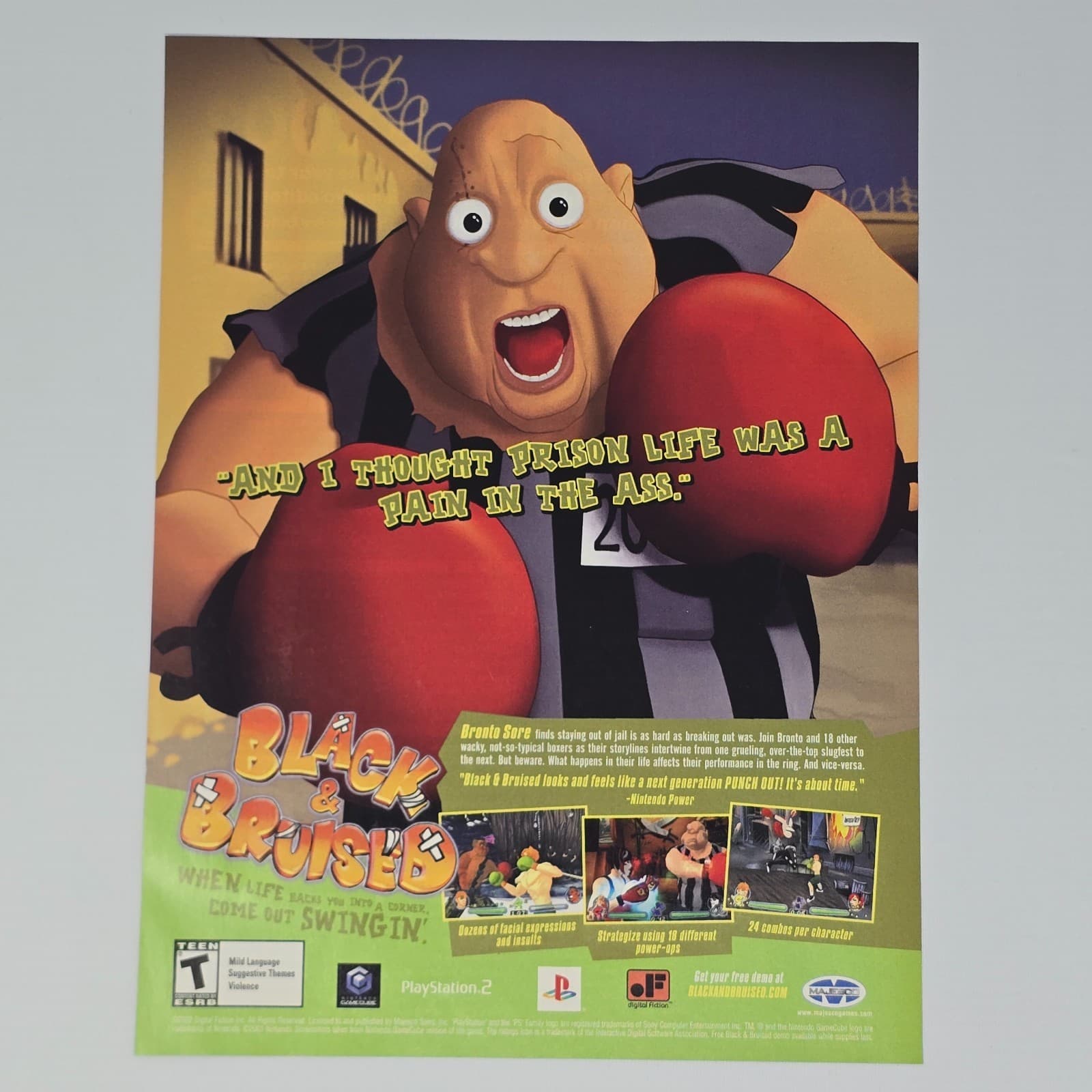 Black And Bruised PlayStation 2 PS2 GameCube Prison Life Print Ad/Poster