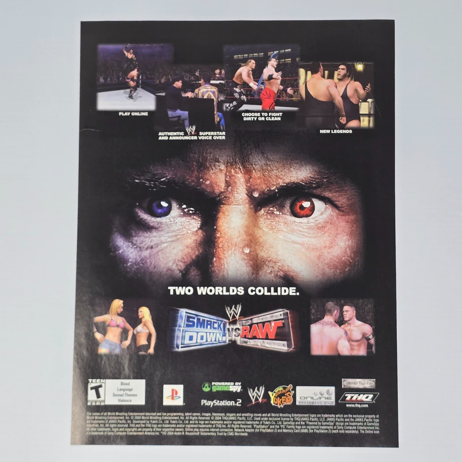 Smackdown VS Raw PlayStation 2 PS2 Collide Print Ad/Poster