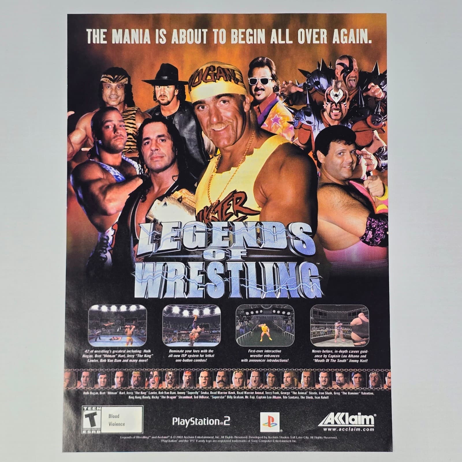Legends Of Wrestling PlayStation 2 PS2 Authentic Magazine Ad