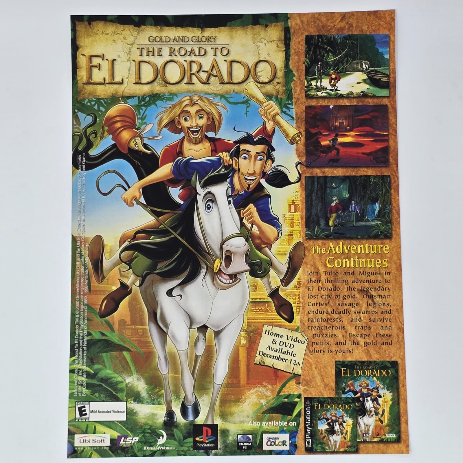 Gold & Glory Road to El Dorado PS1 GameBoy Adventure Print Ad/Poster Promo Art