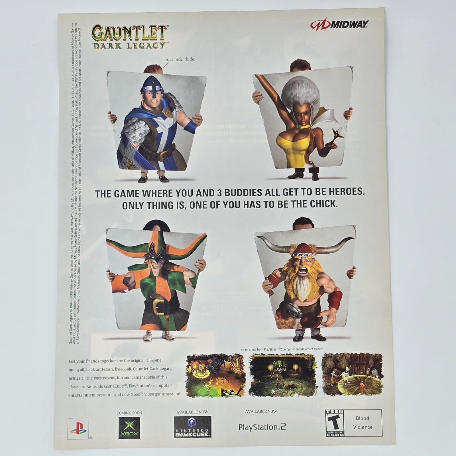 Gauntlet Dark Legacy Xbox PS2 GameCube 3 Buddies Print Ad/Poster Promo Art