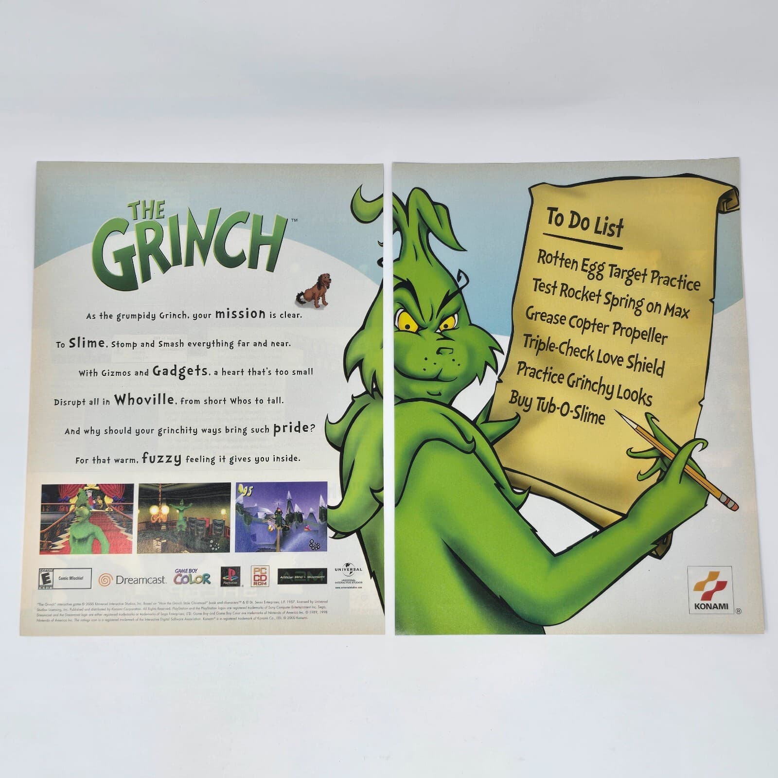 The Grinch PS1 Dreamcast GameBoy Color PC To Do List Print Ad/Poster Promo Art