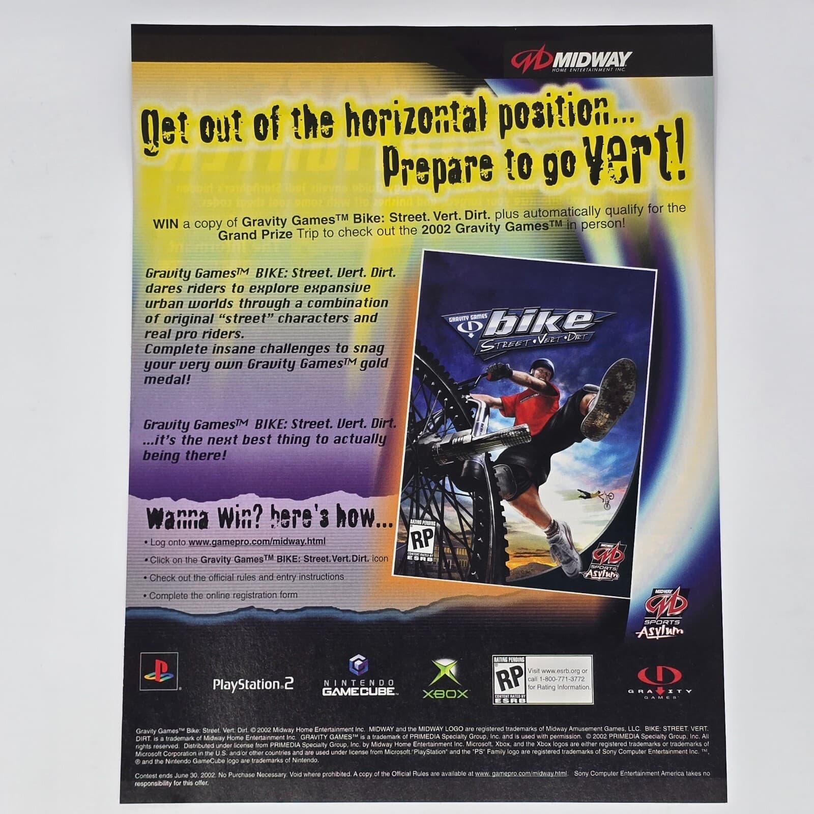 Gravity Games Bike PS2 Nintendo GameCube Xbox Go Vert Print Ad/Poster Promo Art