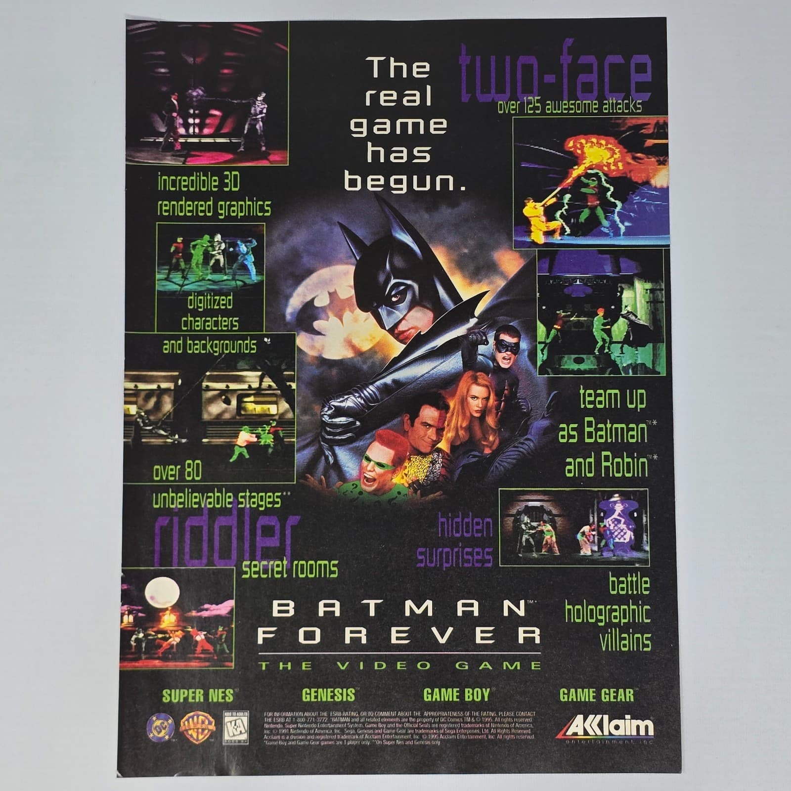 Batman Forever SNES Genesis Game Boy Game Gear Secret Rooms Print Ad/Poster