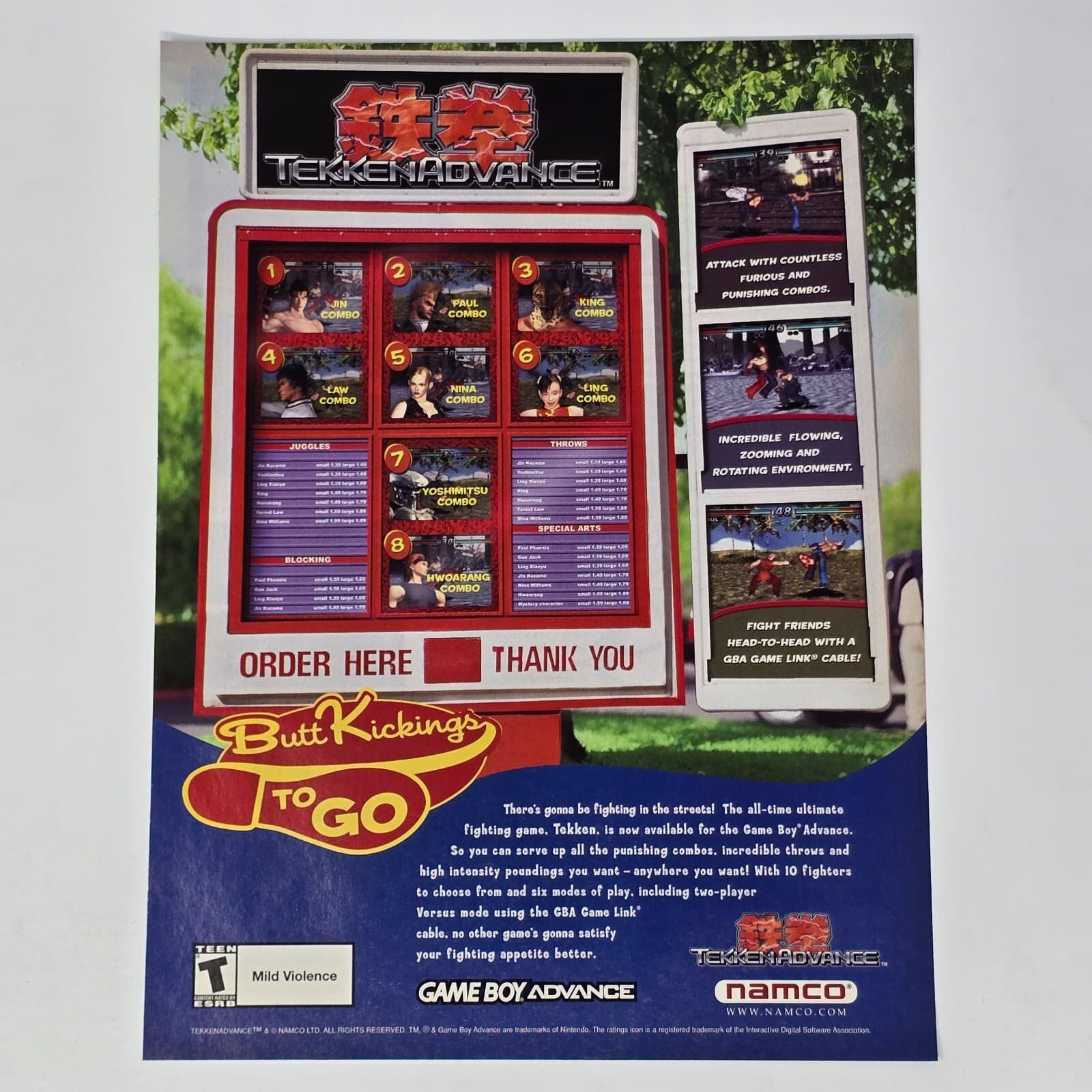 Tekken Advance Nintendo GameBoy Butt Kickings Print Ad/Poster Promo Art