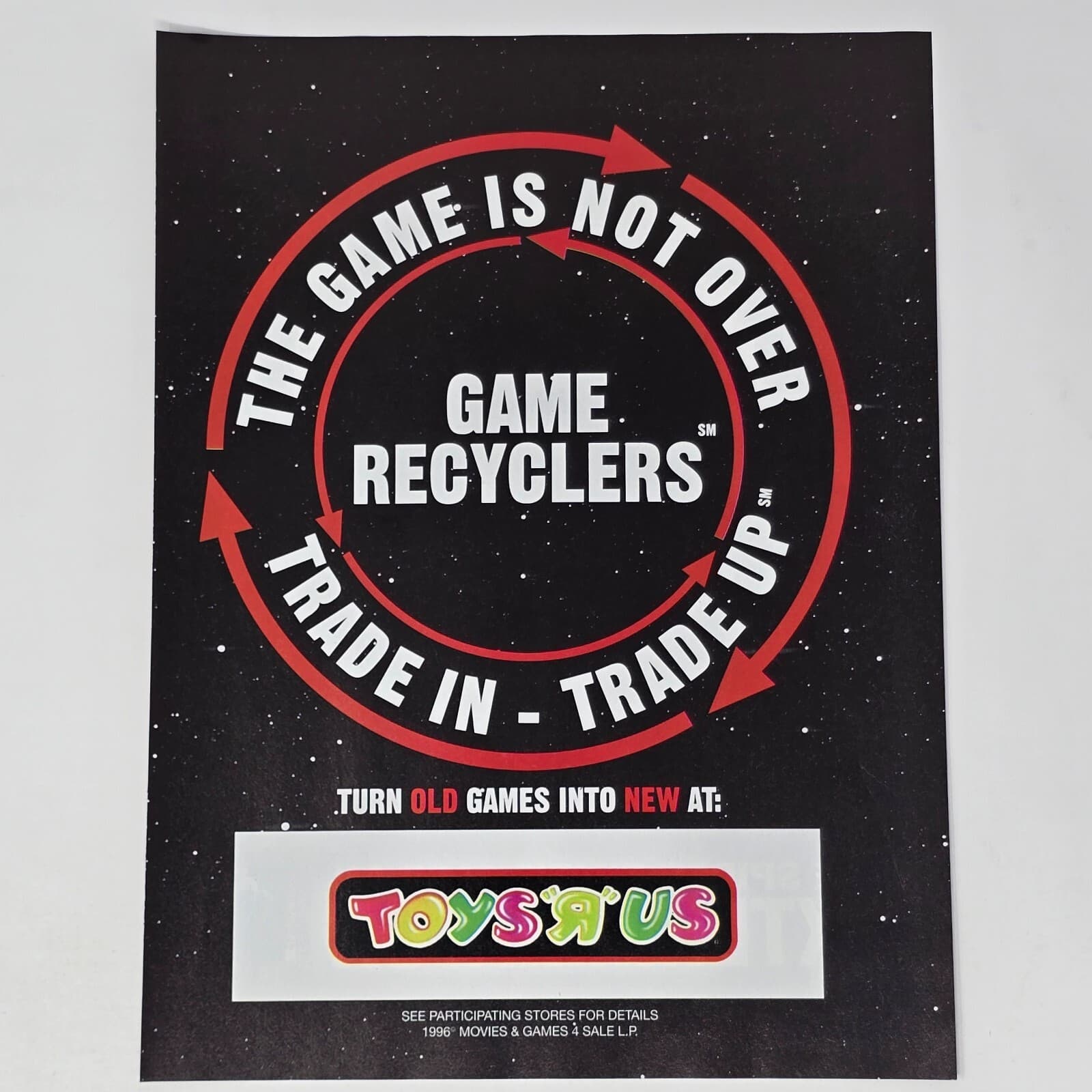 Toys"R"Us PS1 SNES Genesis Game Recyclers Tade In Print Ad/Poster Promo Art