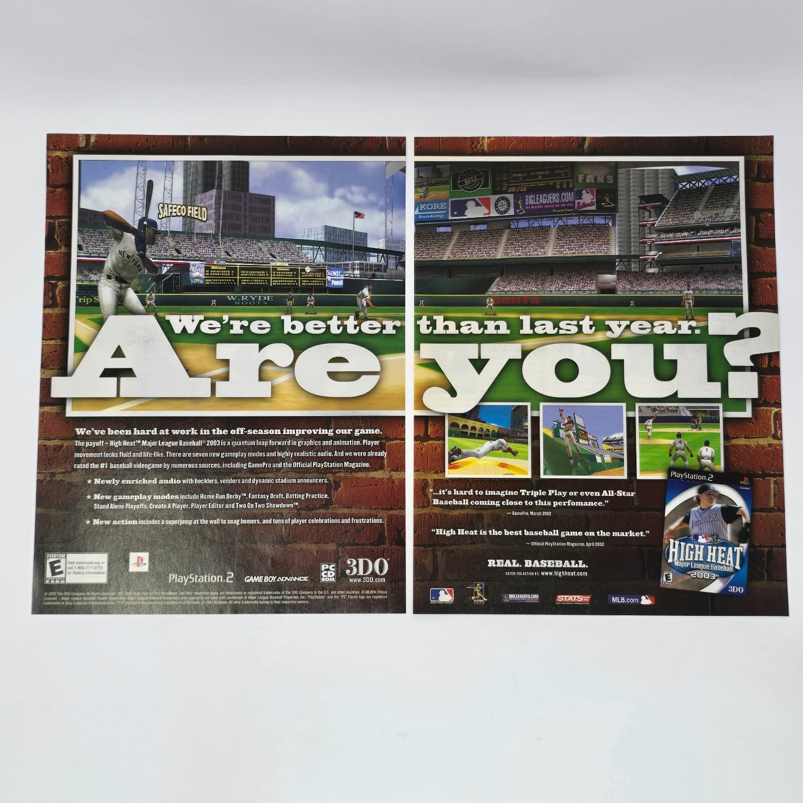 High Heat MLB 2003 PS2 GameBoy Advance PC Better Print Ad/Poster Promo Art