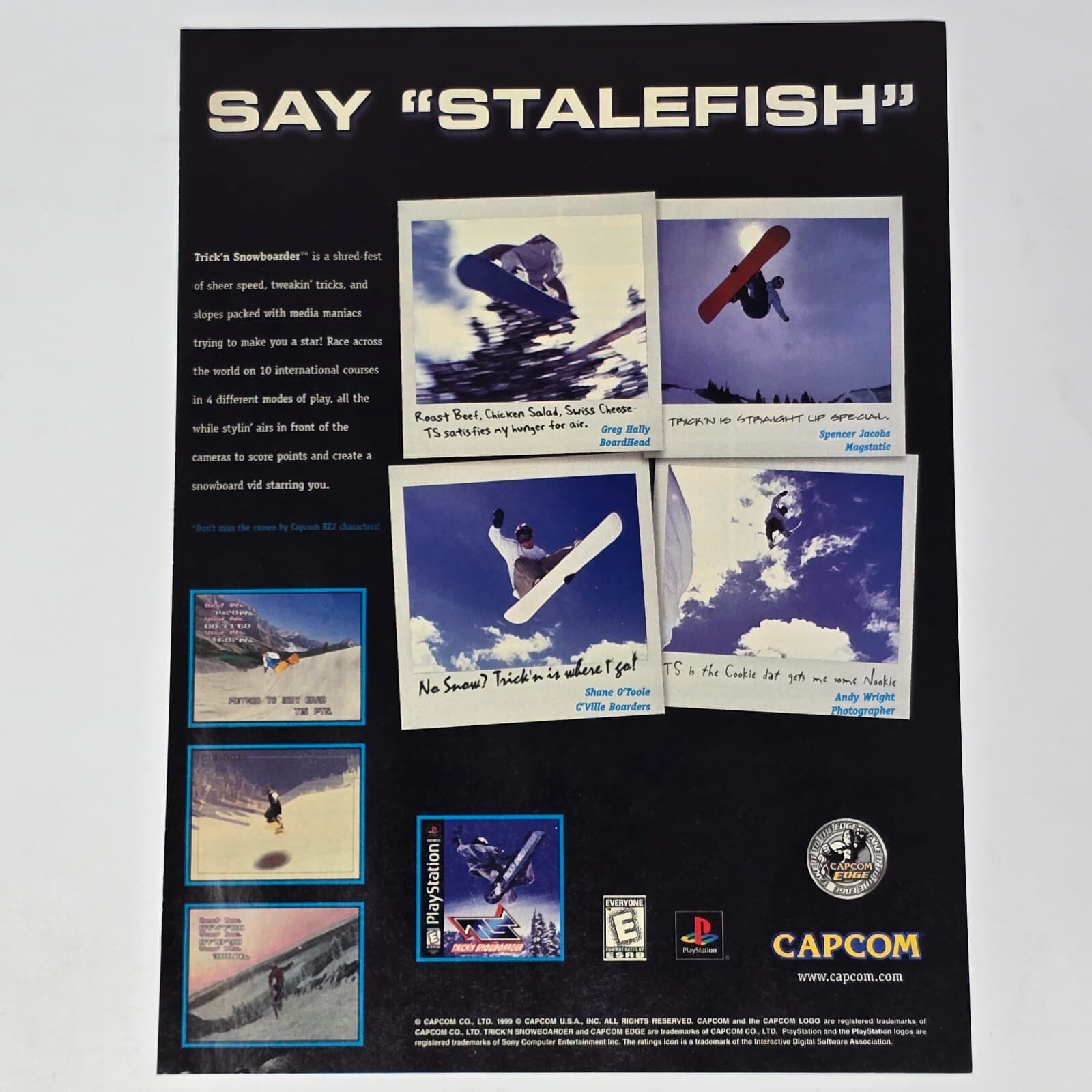Trick'n Snowboarder Sony PlayStation 1 PS1 Stalefish Print Ad/Poster Promo Art