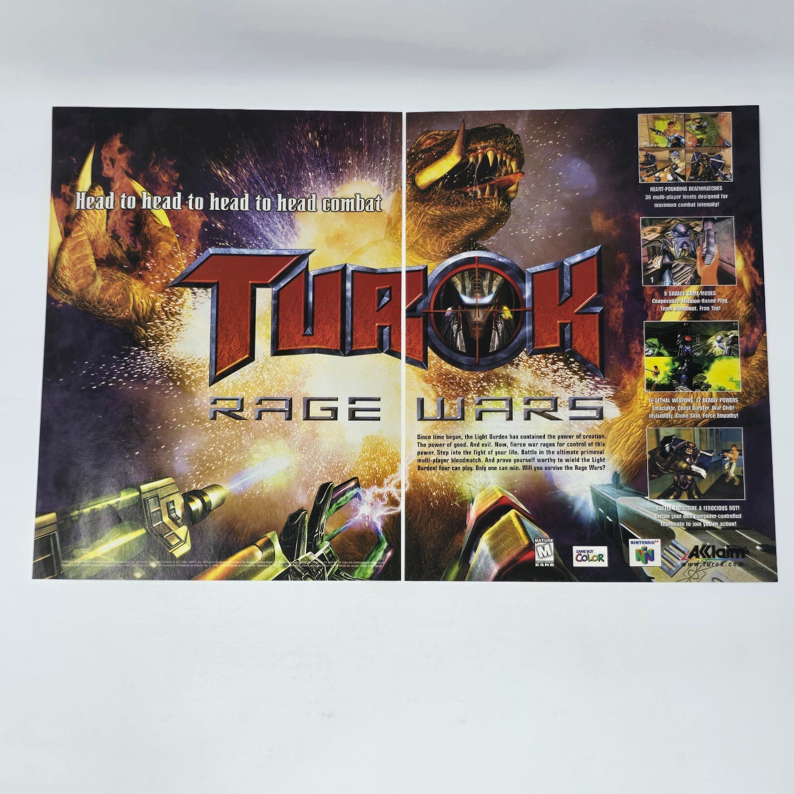 Turok Rage Wars Nintendo 64 N64 GameBoy Color Combat Print Ad/Poster Promo Art