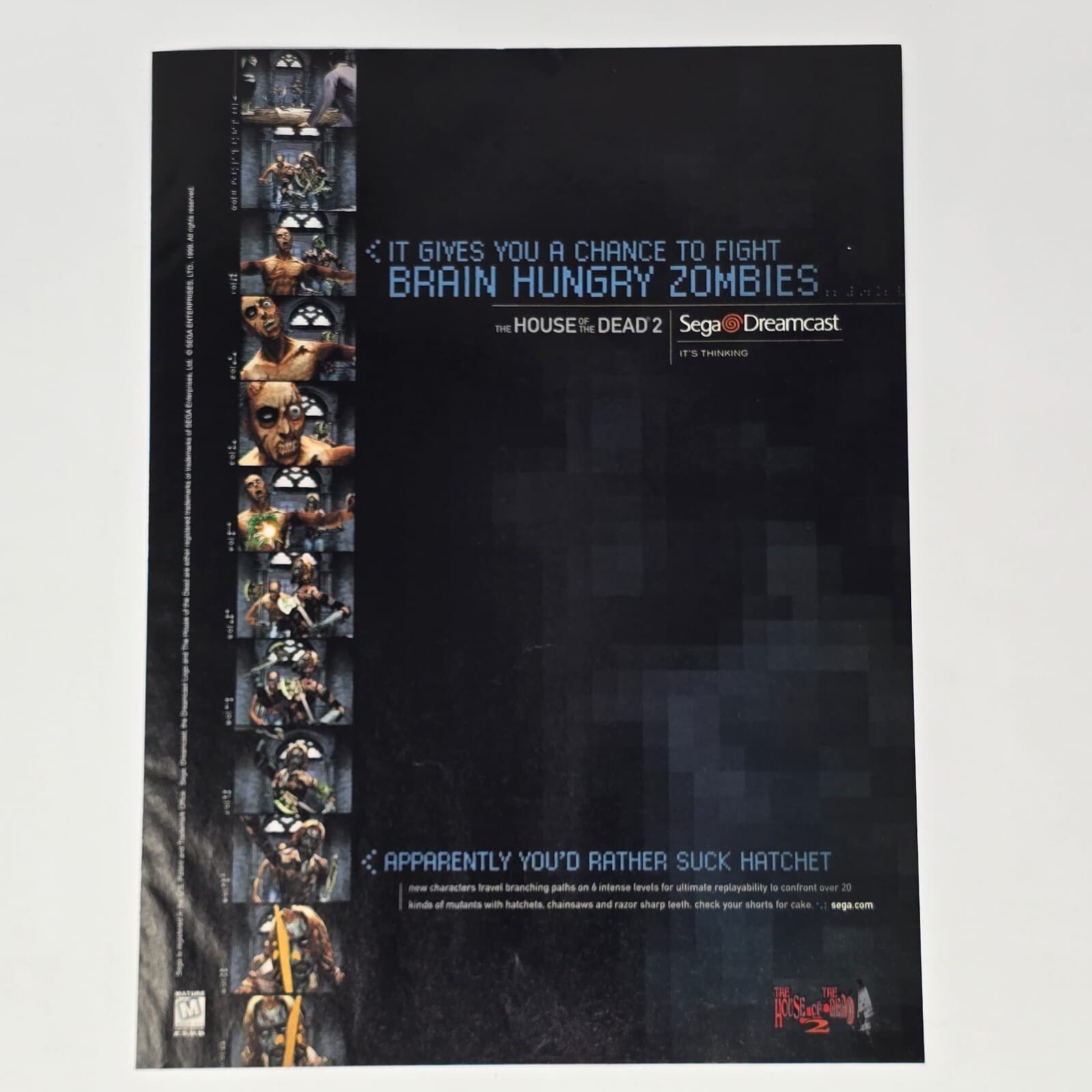 The House of the Dead 2 Sega Dreamcast Brain Hungry Print Ad/Poster Promo Art