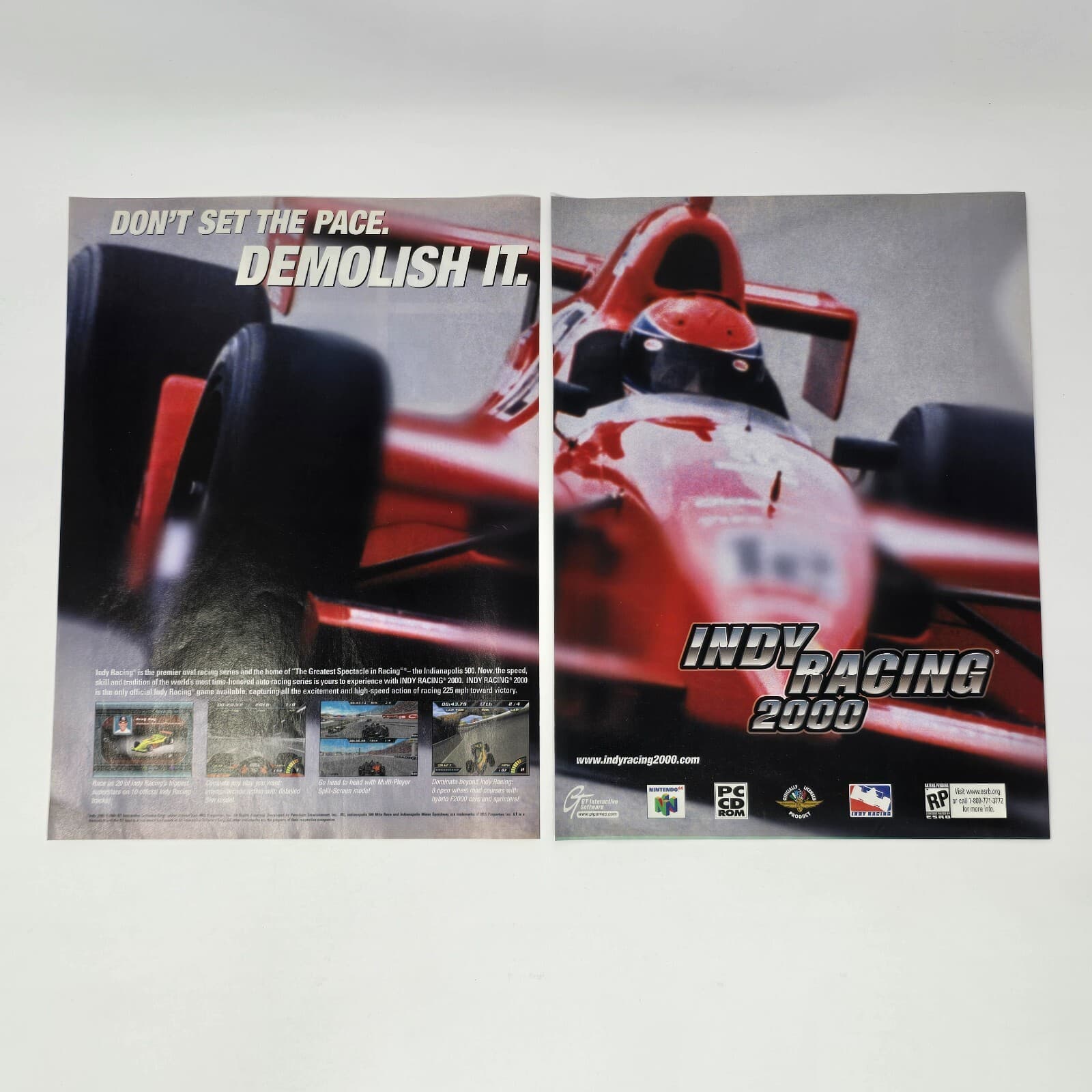 Indy Racing 2000 Nintendo 64 N64 PC Demolish Print Ad/Poster Promo Art