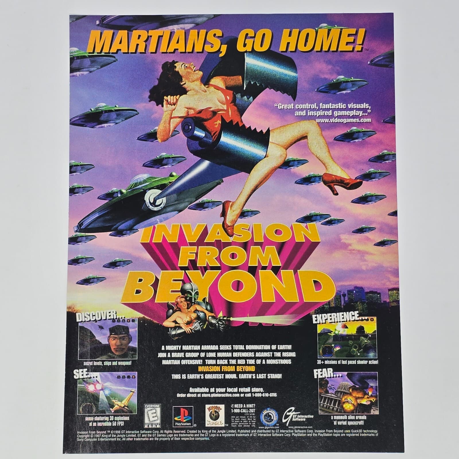 Invasion From Beyond Sony PlayStation 1 PS1 Martians Print Ad/Poster Promo Art