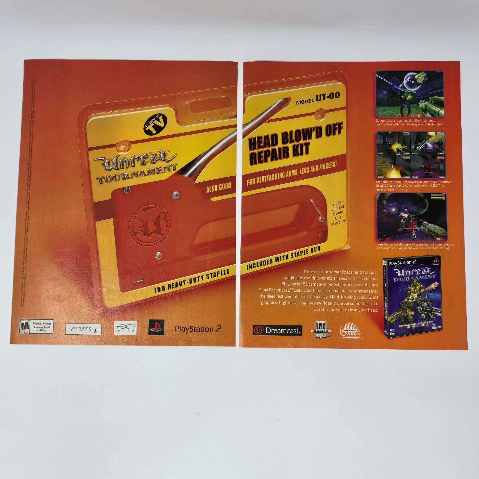 Unreal Tournament PlayStation 2 PS2 Sega Dreamcast TV Print Ad/Poster Promo Art