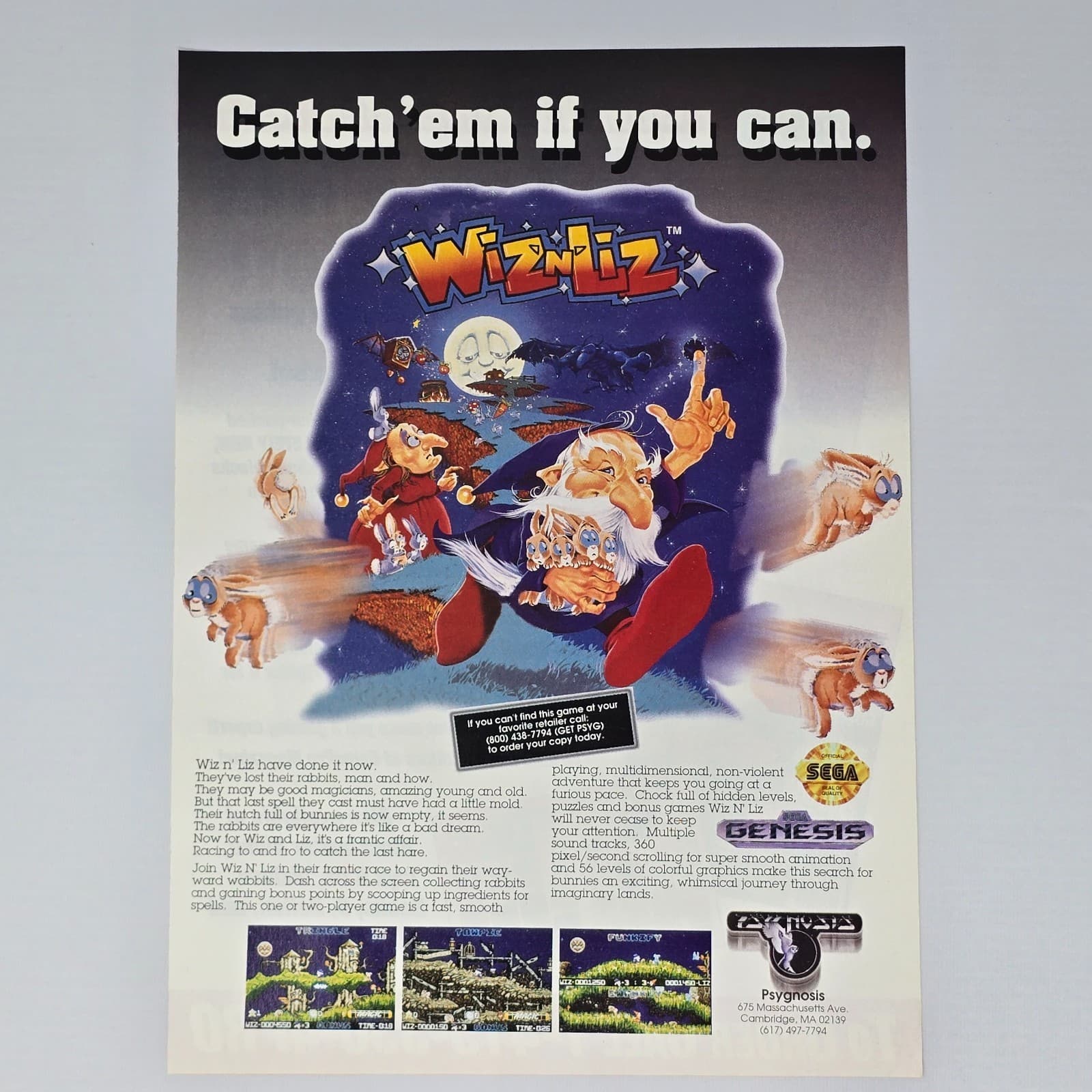 Wiznliz Sega Genesis Catch Print Ad/Poster