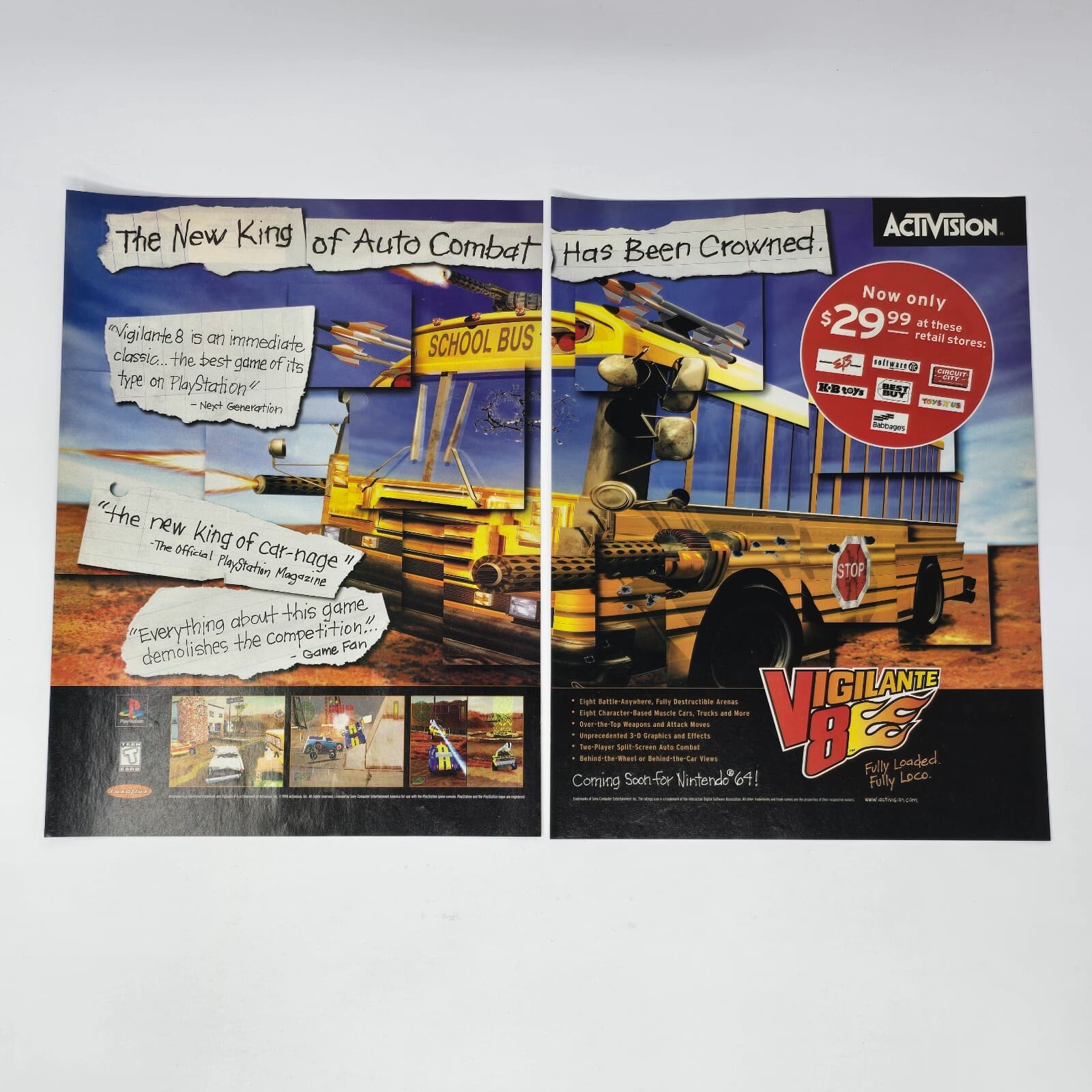 Vigilante 8 PlayStation 1 PS1 Nintendo 64 N64 New King Print Ad/Poster Promo Art