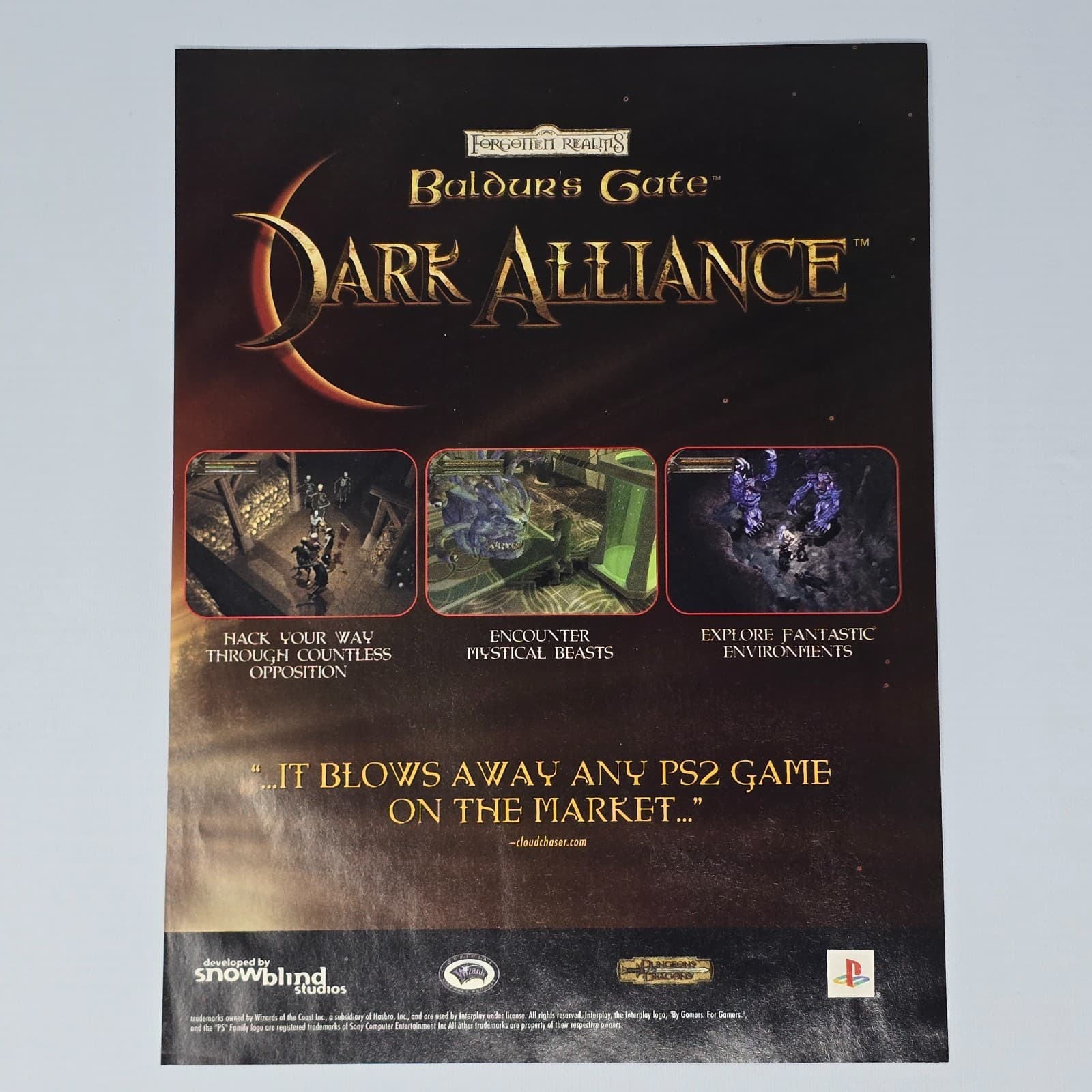 Baldur's Gate Dark Alliance PlayStation PS1 The Market Print Ad/Poster