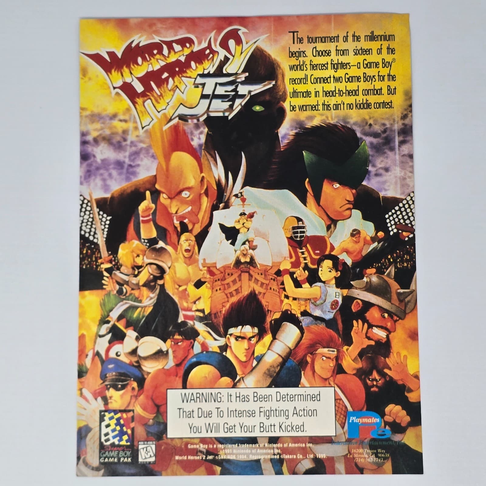 World Heroes 2 Jet Nintendo Game Boy Tournament Print Ad/Poster