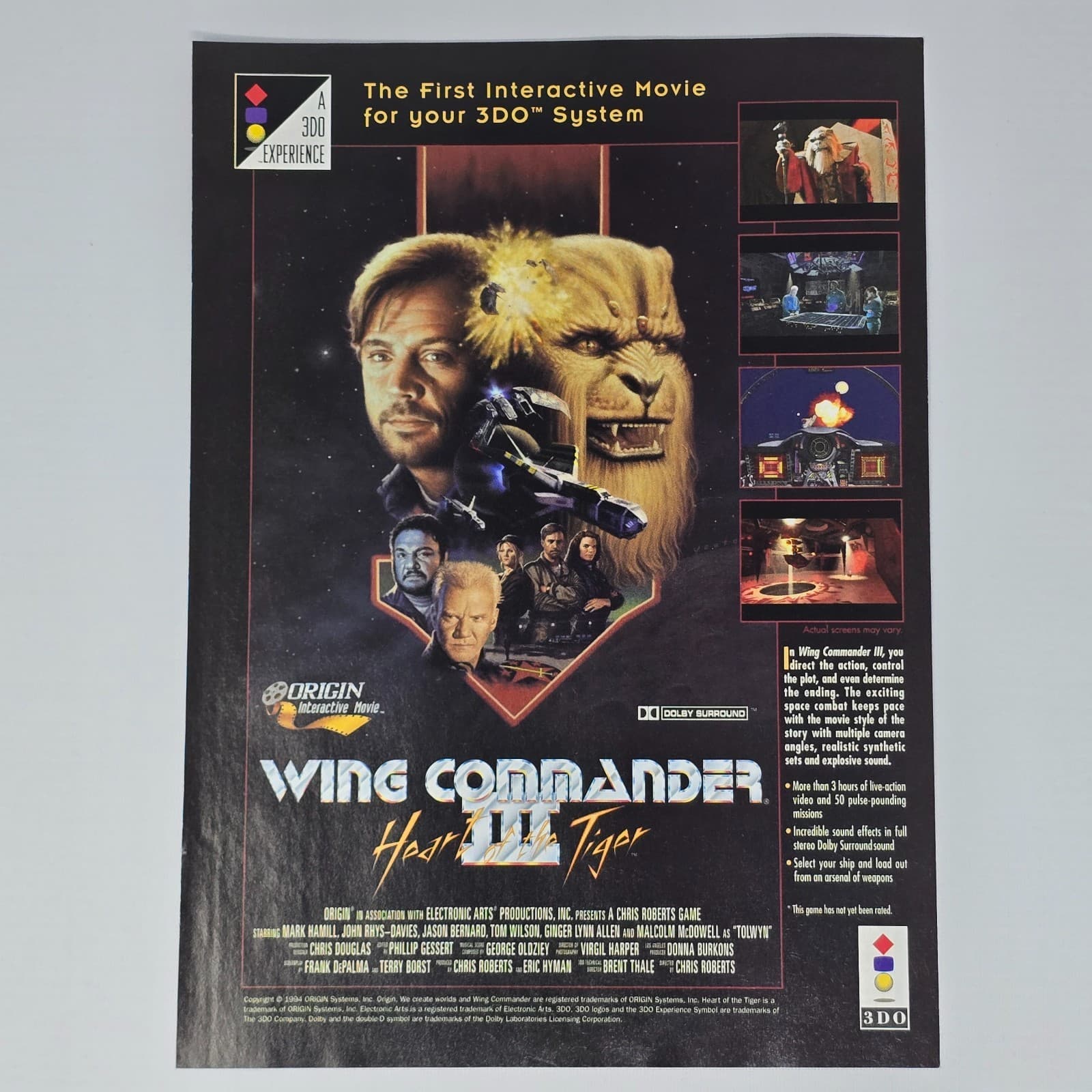 Wing Commander 3 PlayStation 1 PS1 3DO System Print Ad/Poster