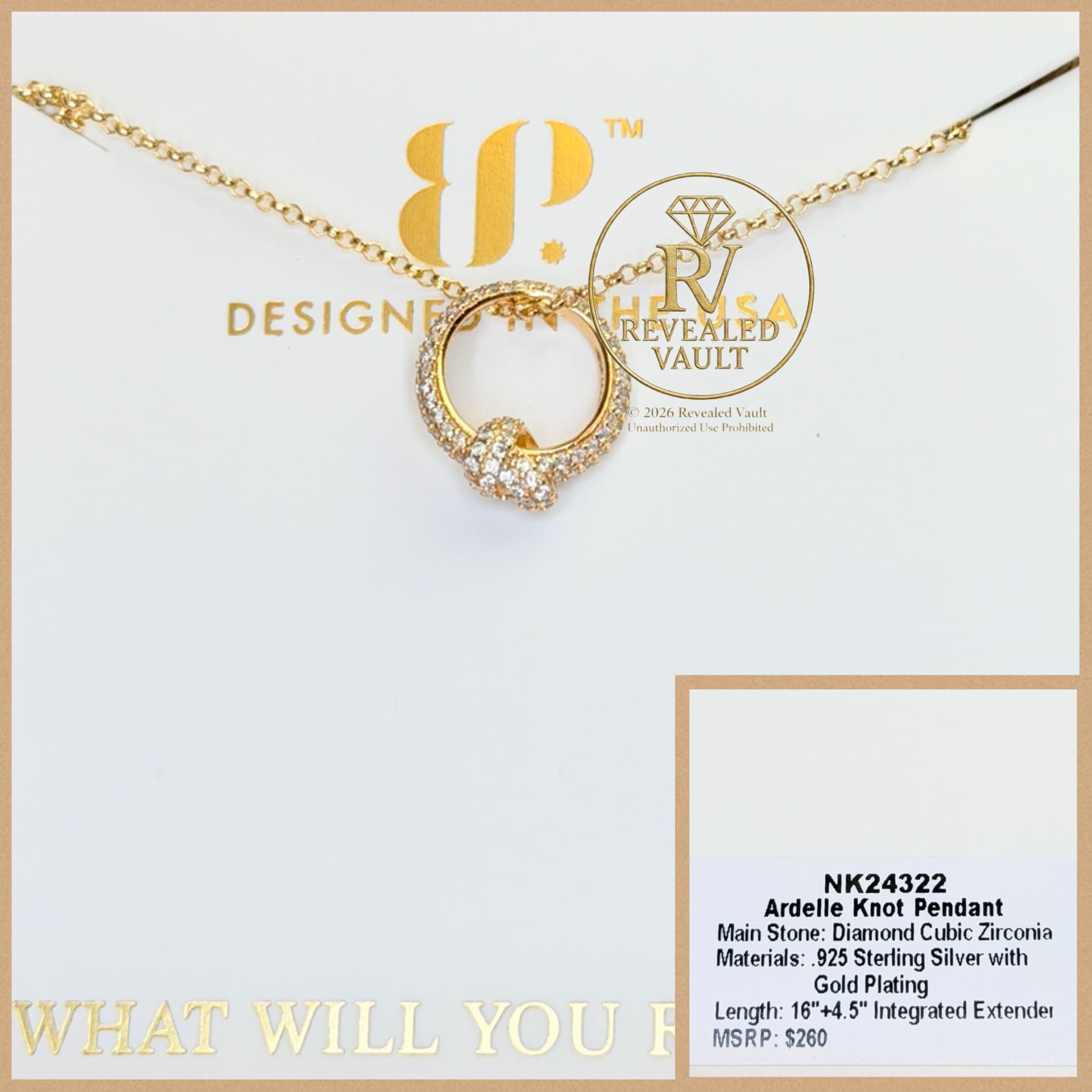 Bomb Party Ardelle Knot Pendant Sterling Club Vermeil
