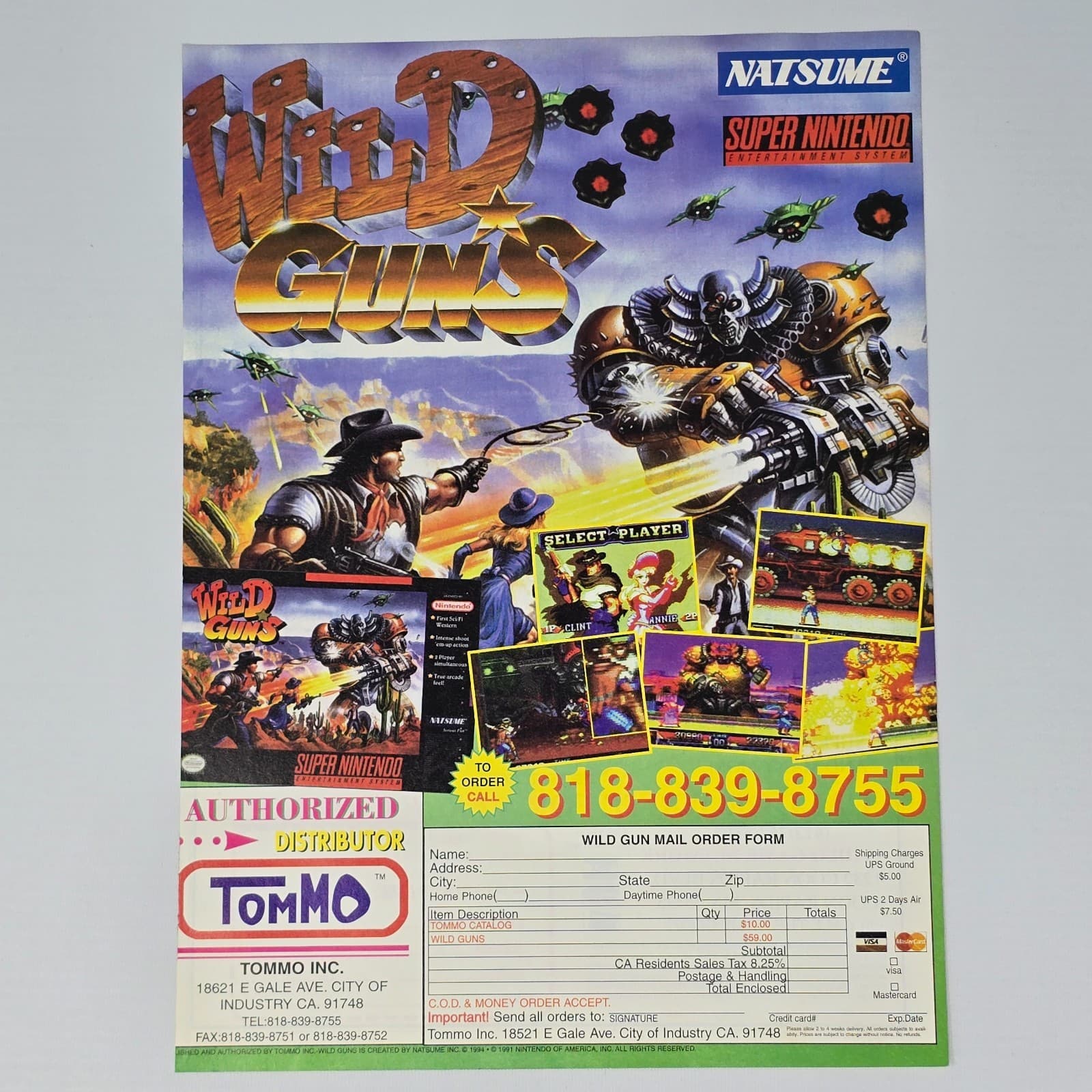 Wild Guns Super Nintendo SNES Select Print Ad/Poster