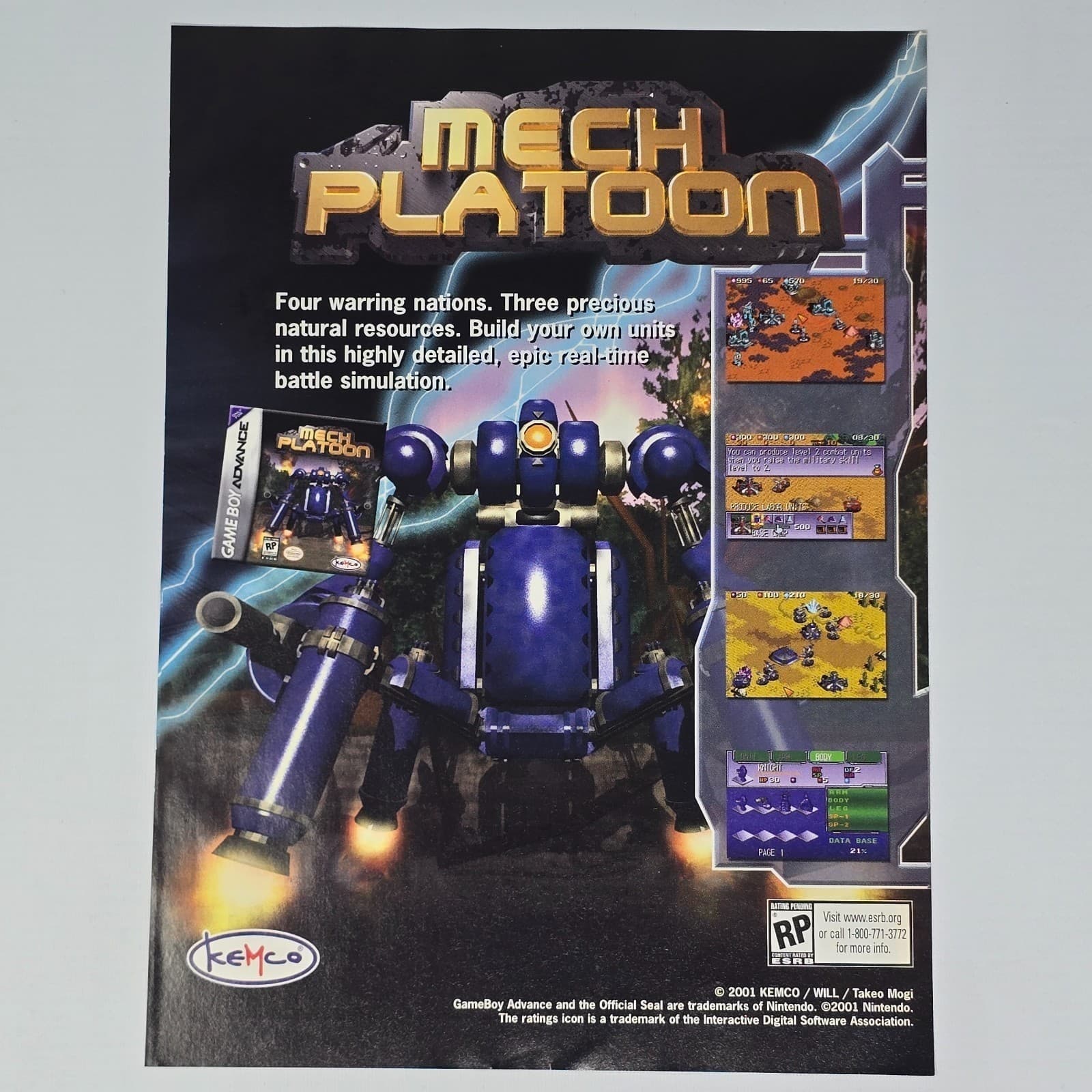 Mech Platoon Game Boy Advance Authentic Magazine Ad