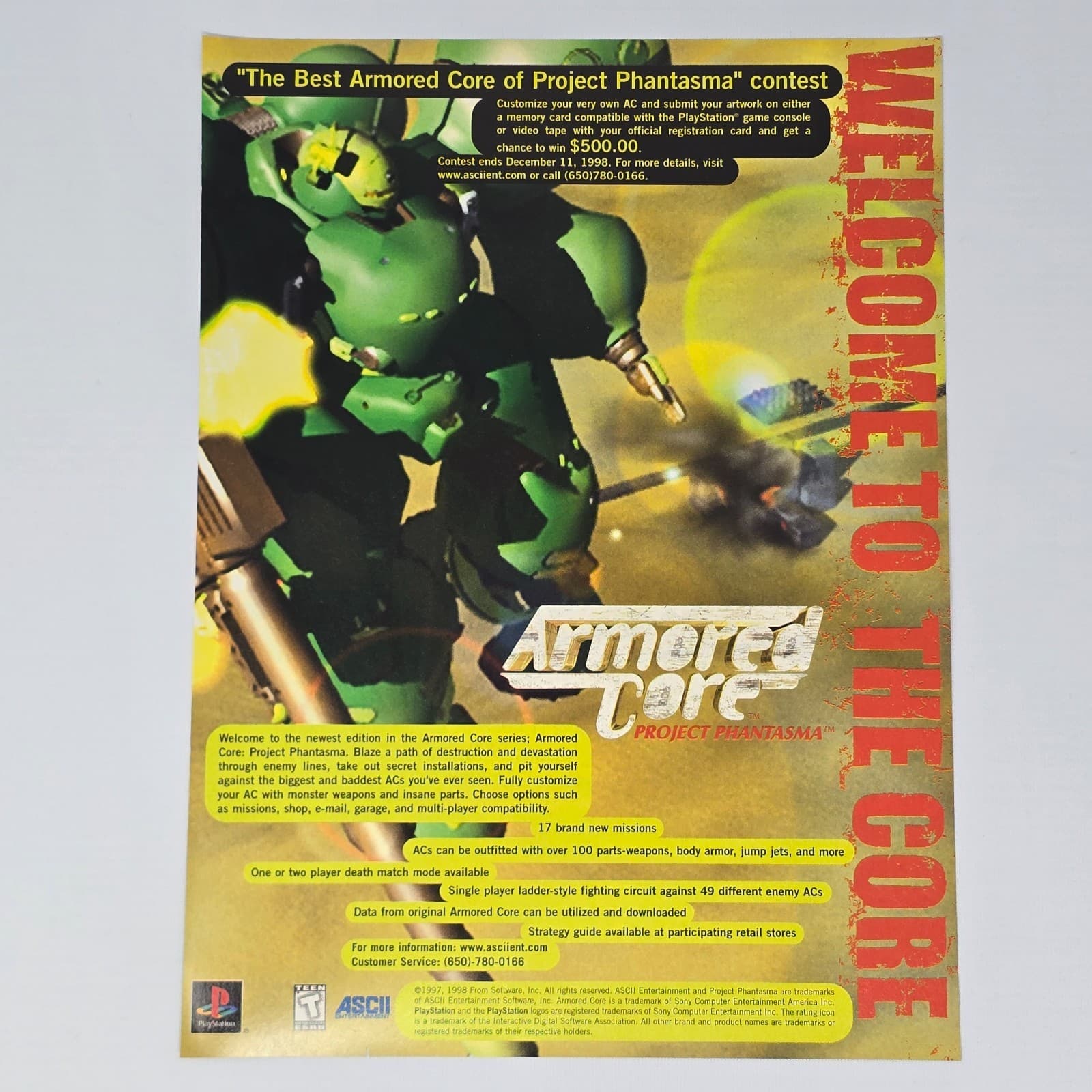 Armored Core Project Phantasma PlayStation PS1 The Core Print Ad/Poster