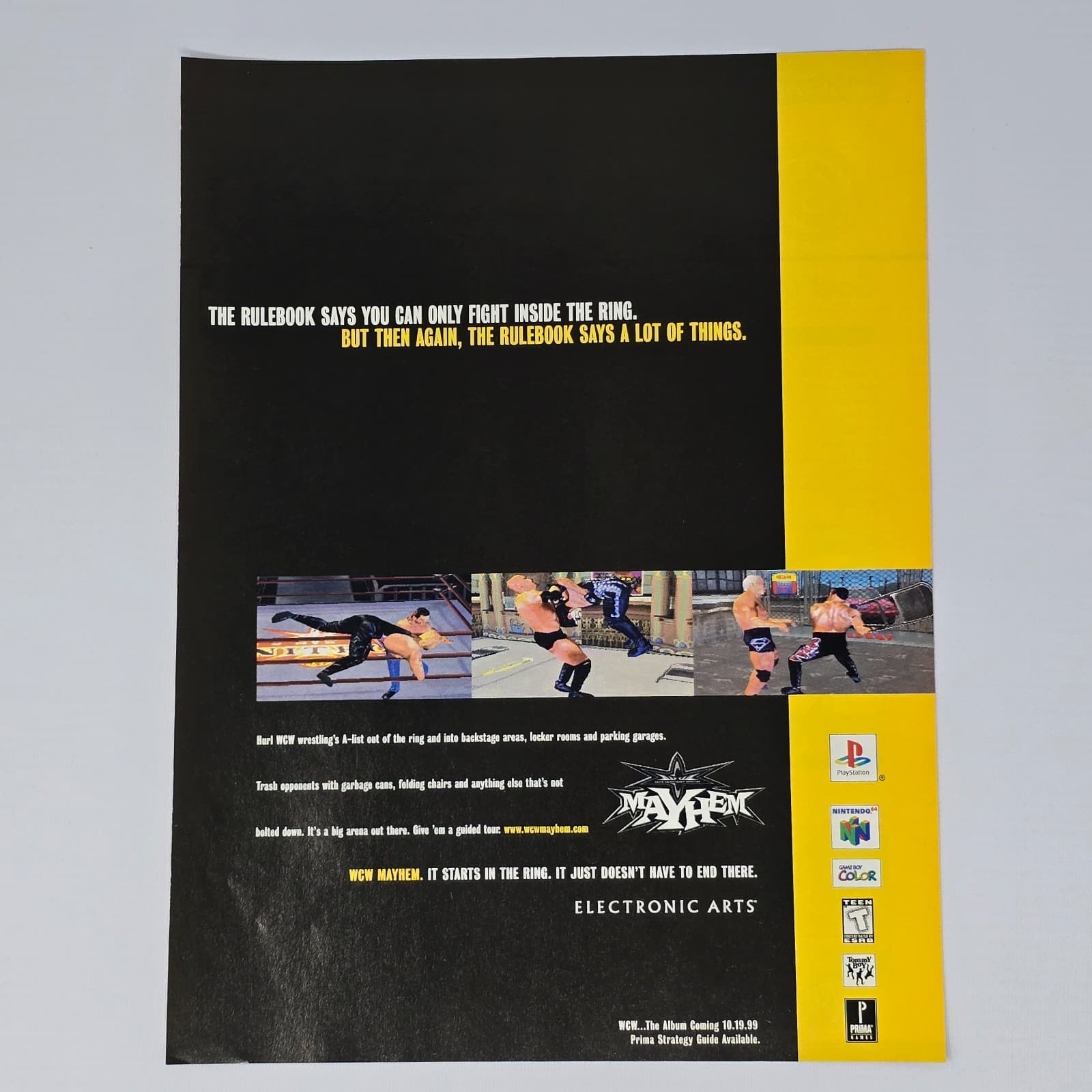 WCW Mayhem PlayStation 1 PS1 Nintendo 64 N64 Game BOY Color Ring Print Ad/Poster