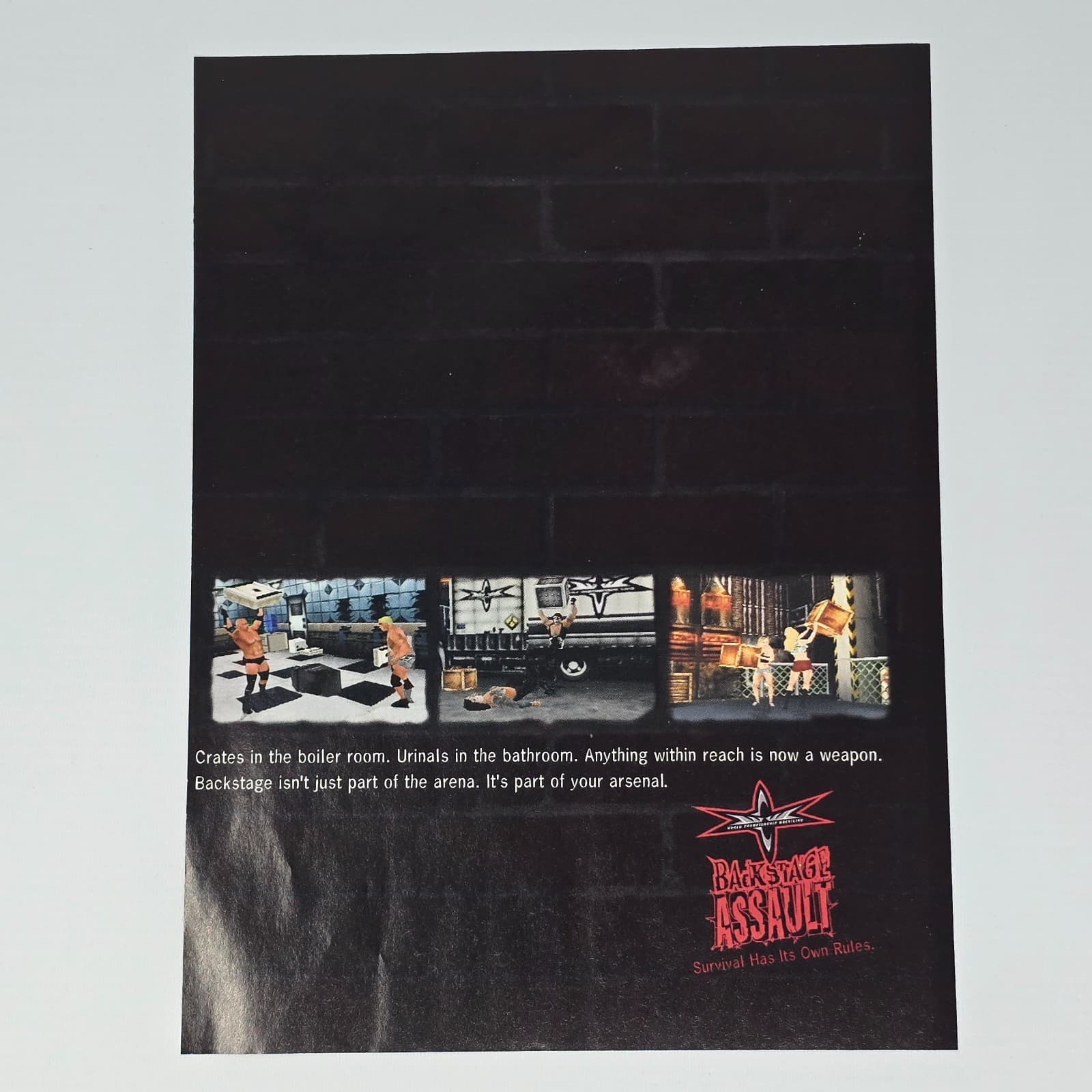 WCW Backstage Assault PlayStation 1 PS1 Nintendo 64 N64 Survival Print Ad/Poster