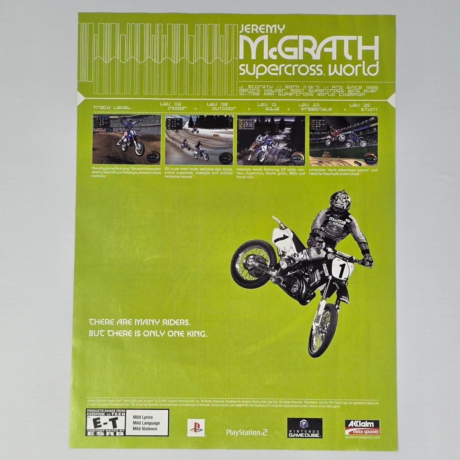 Jeremy McGrath Supercross World PS2 GameCube Authentic Magazine Ad