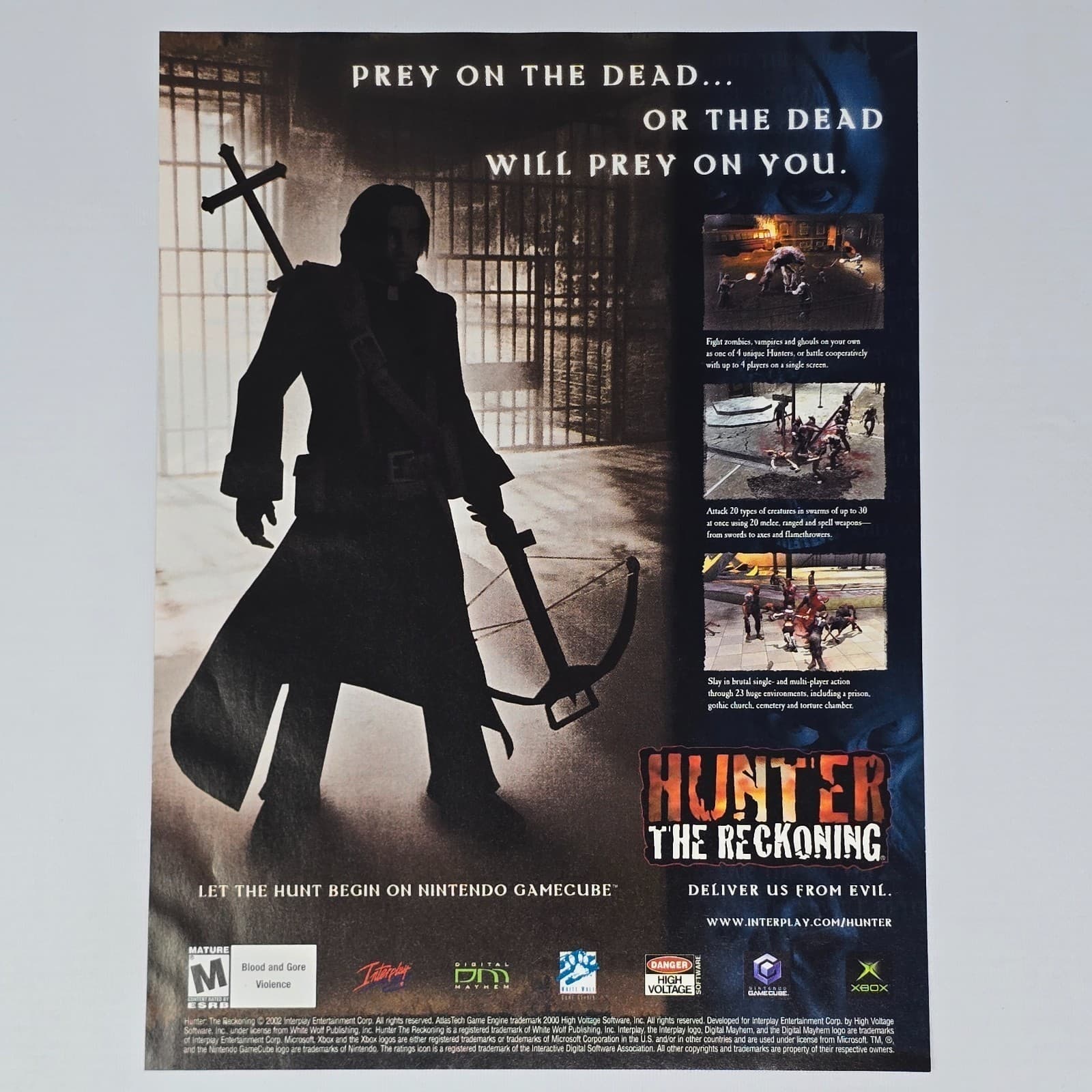 Hunter The Reckoning Xbox GameCube Authentic Magazine Ad