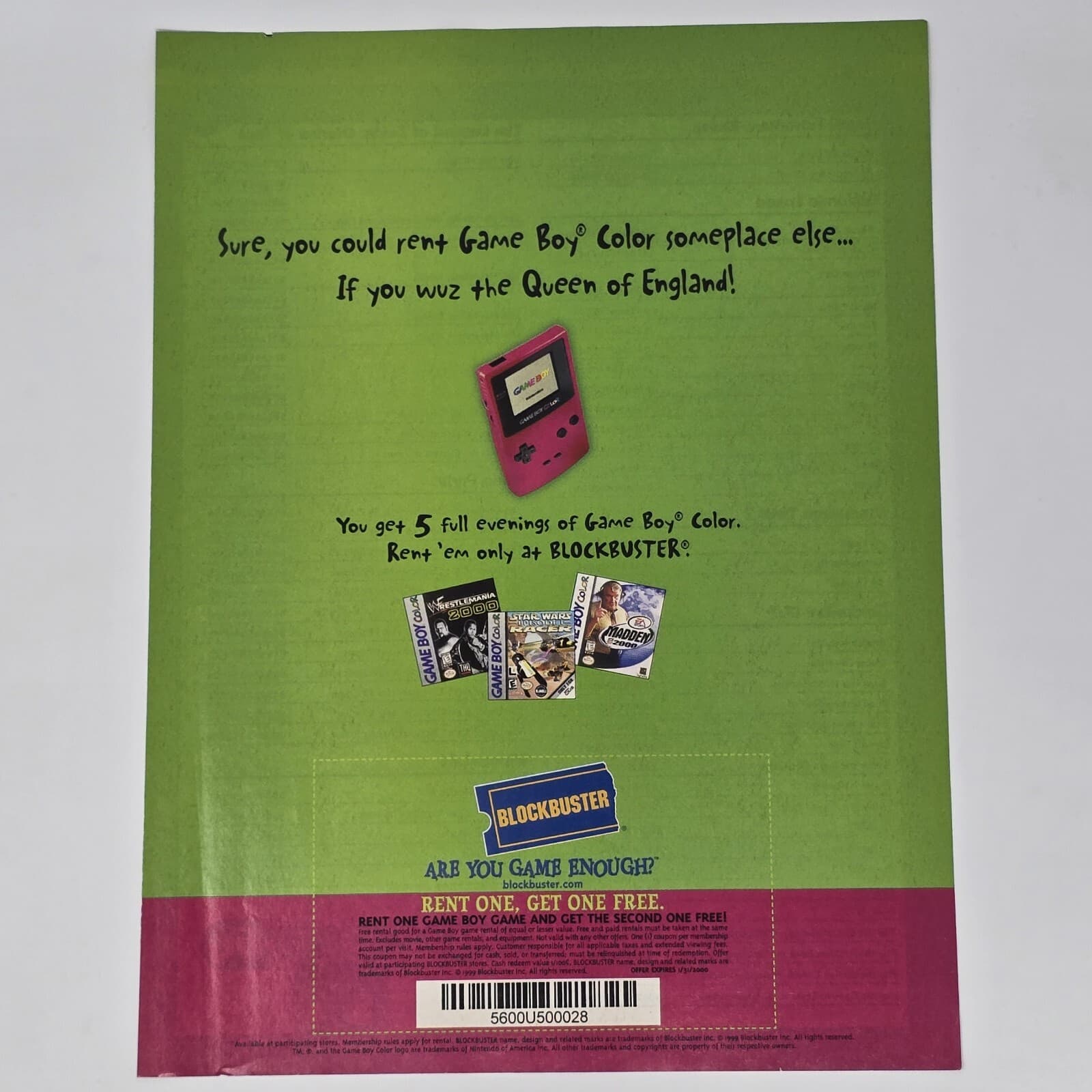 GameBoy Color Blockbuster Nintendo Queen Print Ad/Poster Official Promo Art