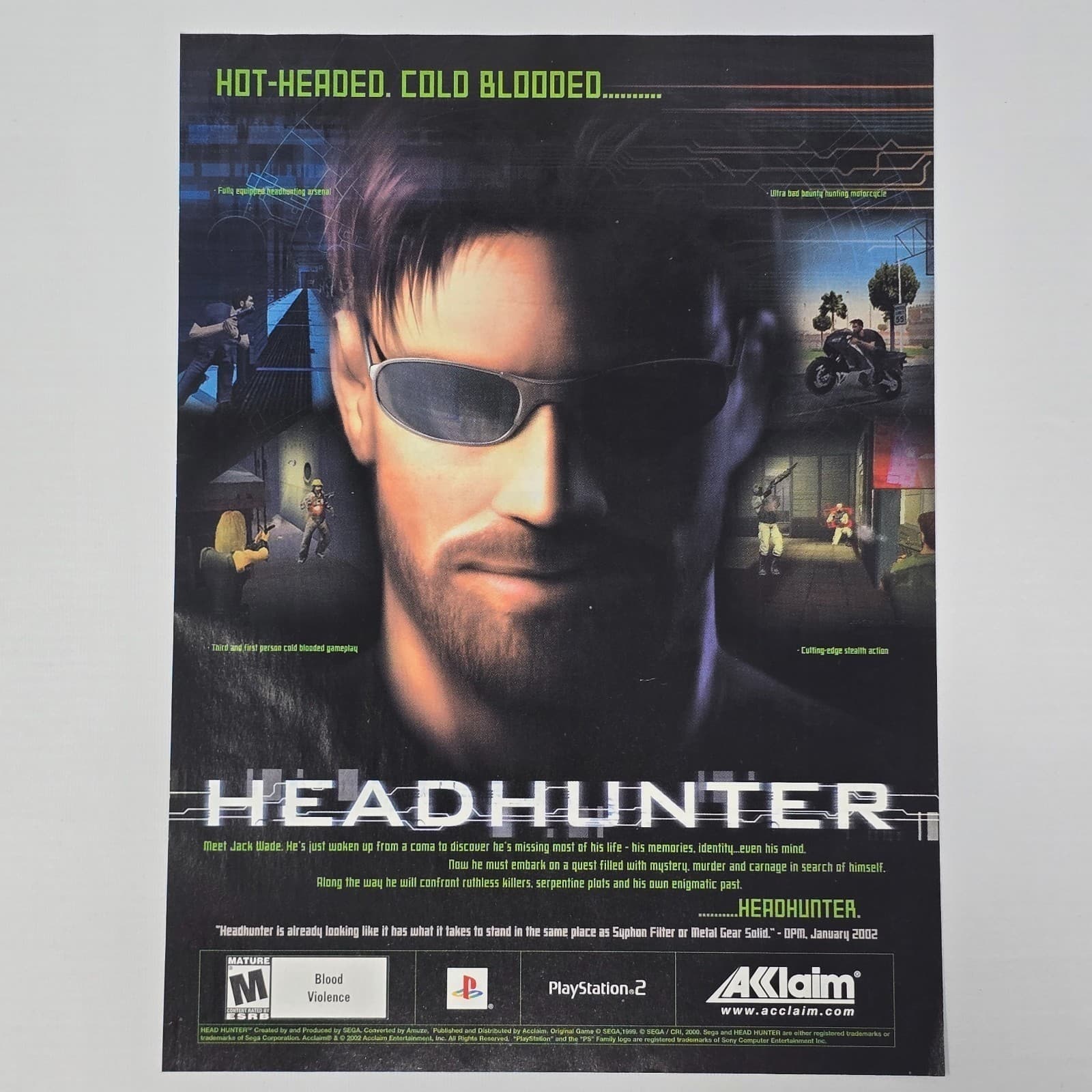 Head Hunter PlayStation 2 PS2 Authentic Magazine Ad