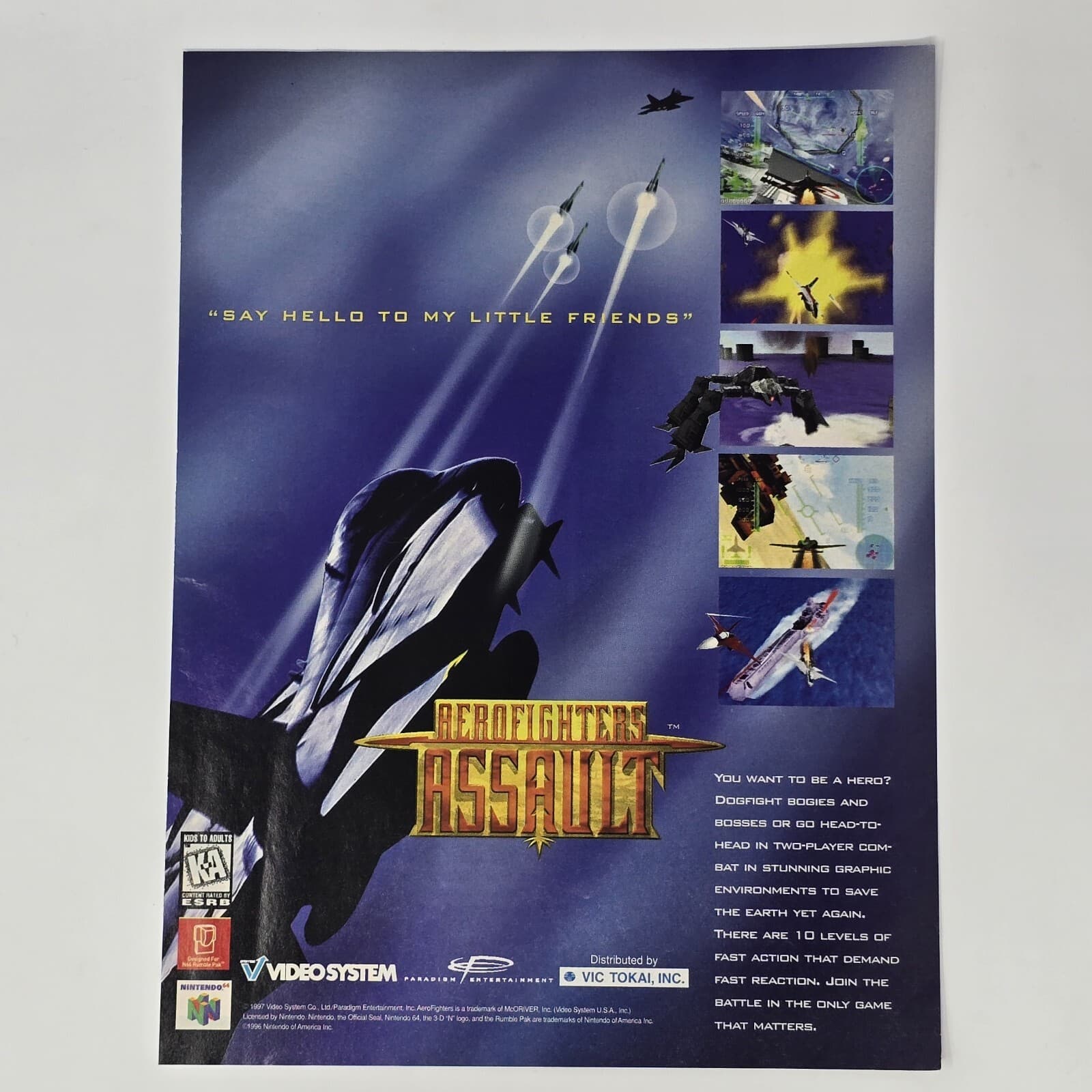 AeroFighters Assault Nintendo N64 Say Hello Print Ad/Poster Official Promo Art