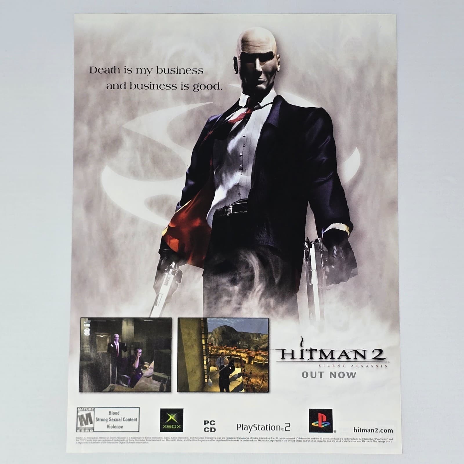 Hitman 2 Silent Assassin Xbox PC PS2 Authentic Magazine Ad