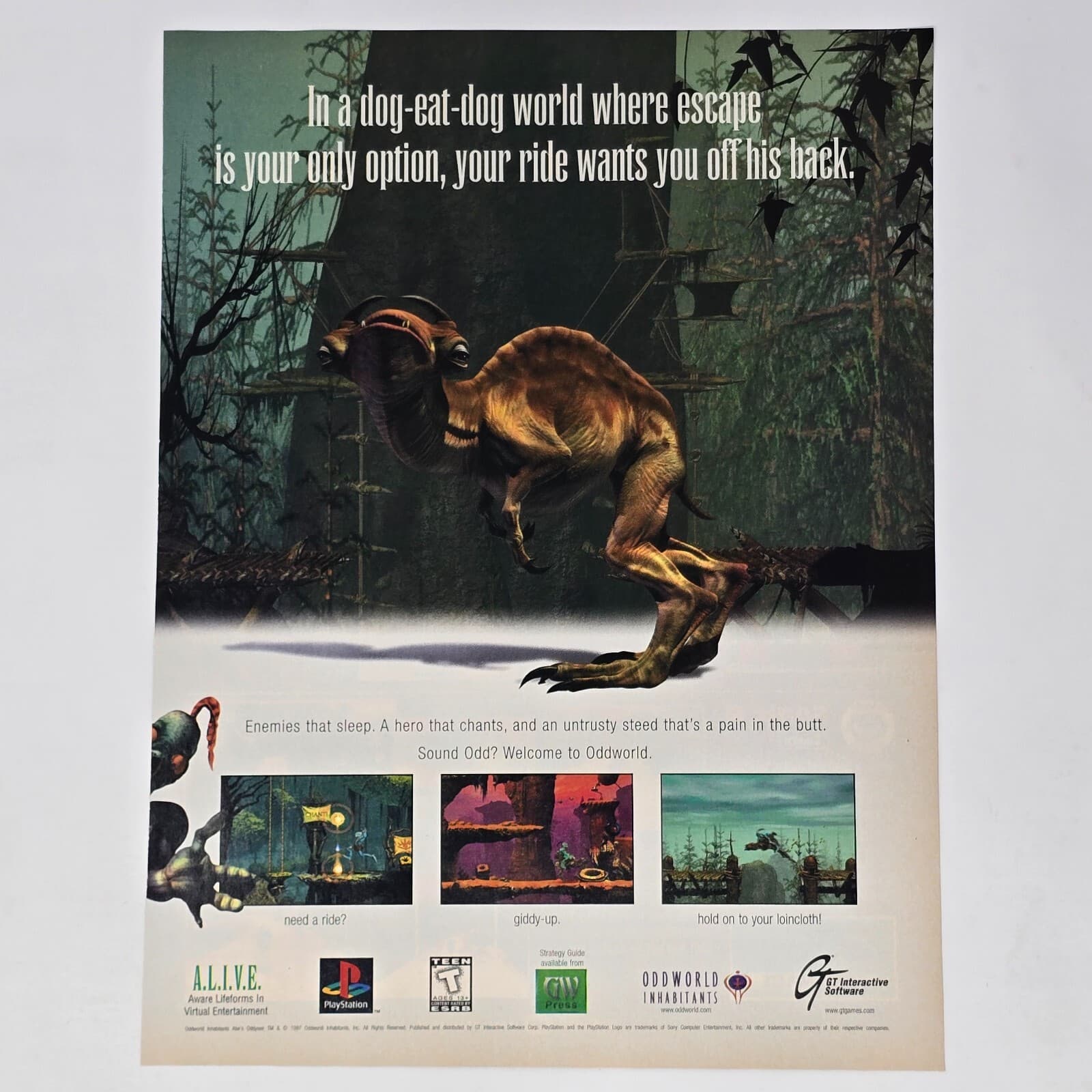 Oddworld Abe's Oddysee PlayStation 1 PS1 Dog-Eat-Dog Print Ad/Poster Promo Art